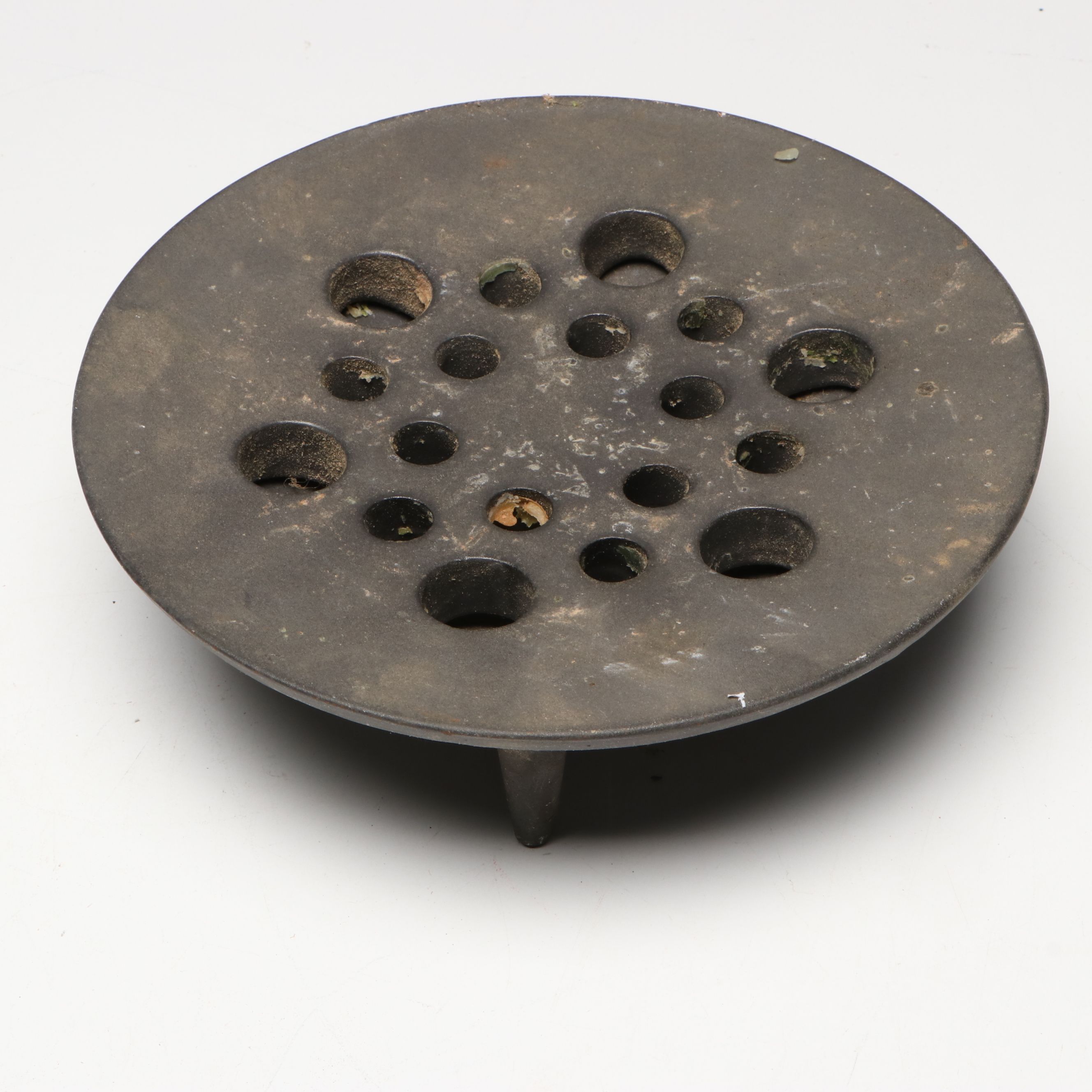 Footed Metal Flower Frog, Cast Iron Bird and Turkey Egg