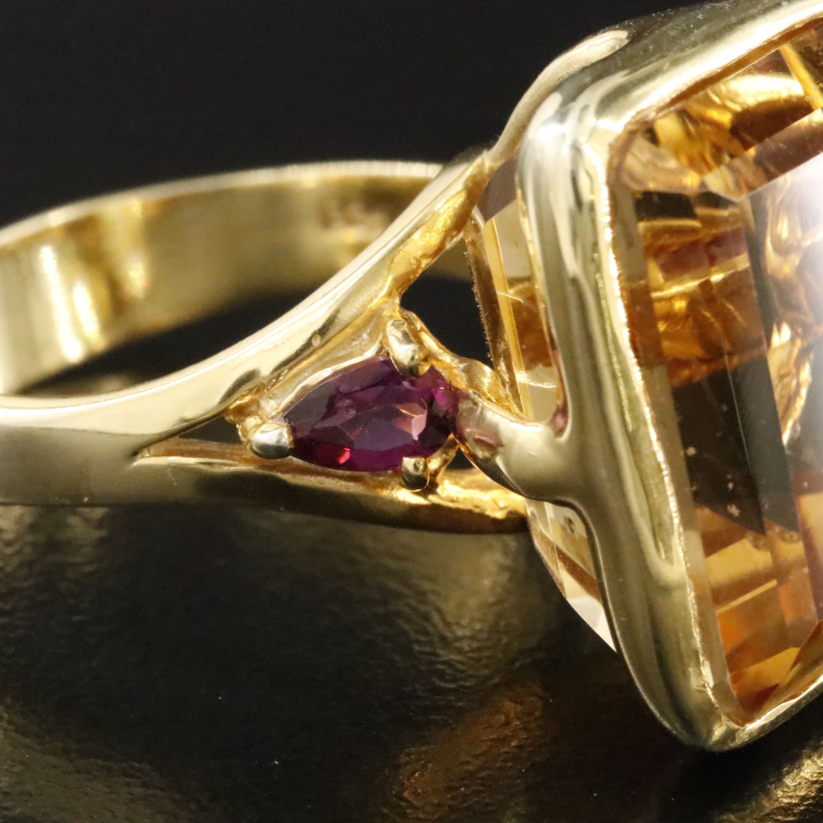 Sterling Ring with Citrine and Rhodolite Garnet