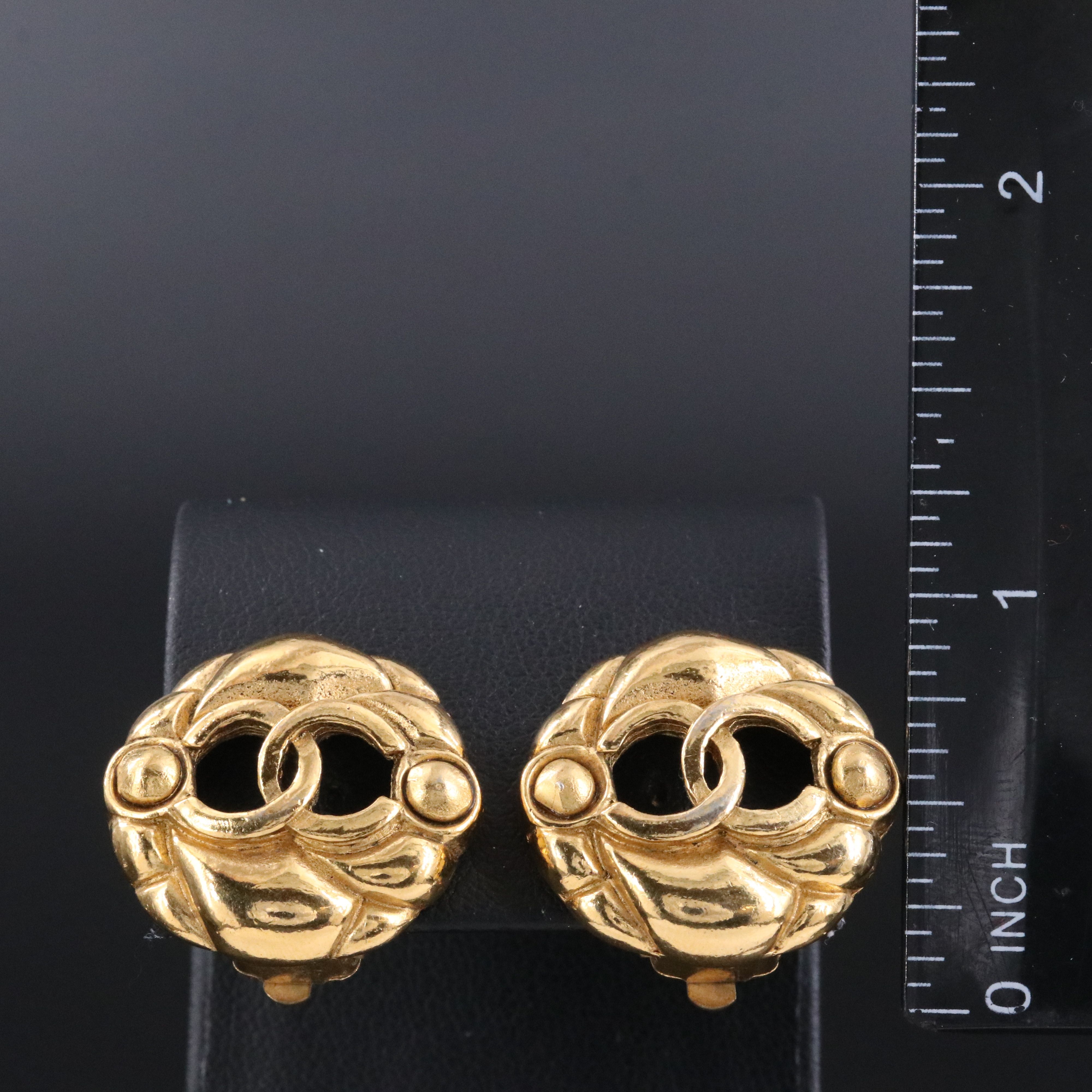 Chanel CC Button Clip Earrings