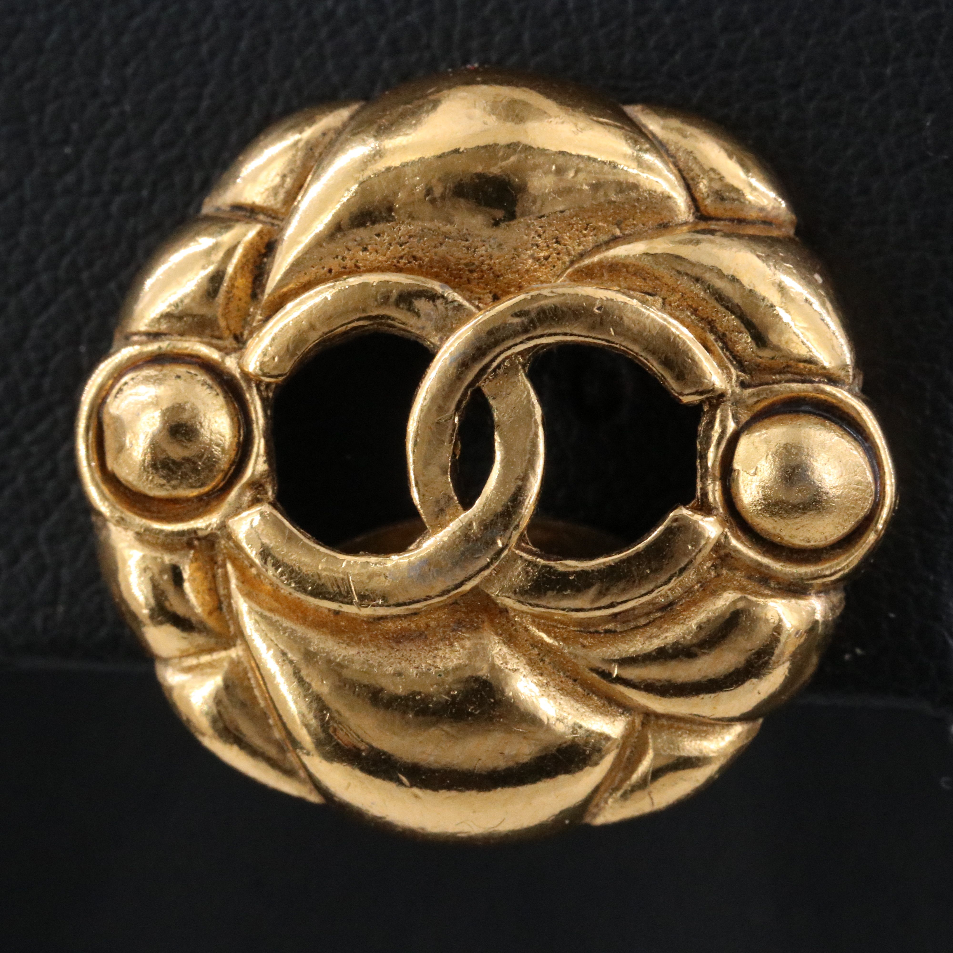 Chanel CC Button Clip Earrings