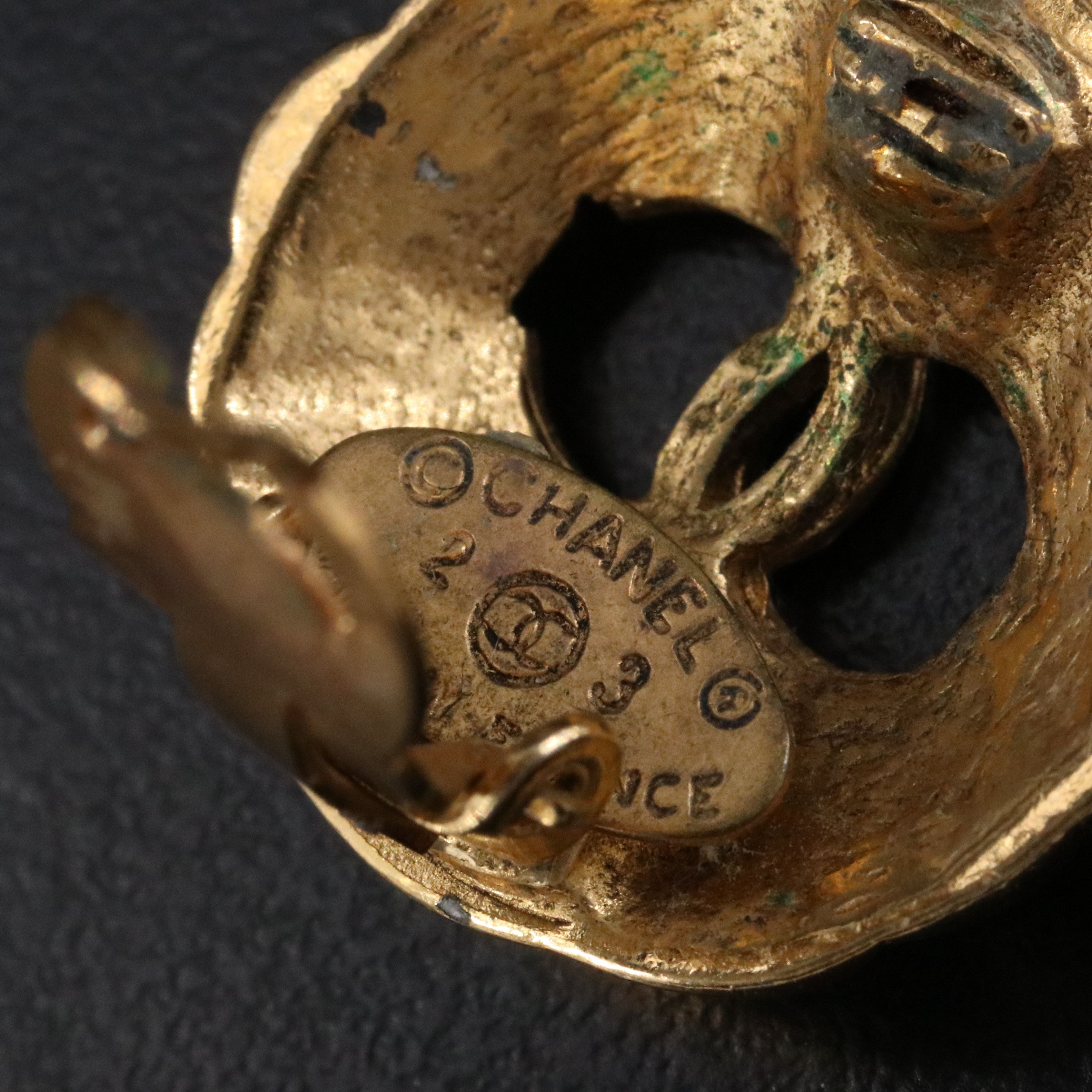 Chanel CC Button Clip Earrings