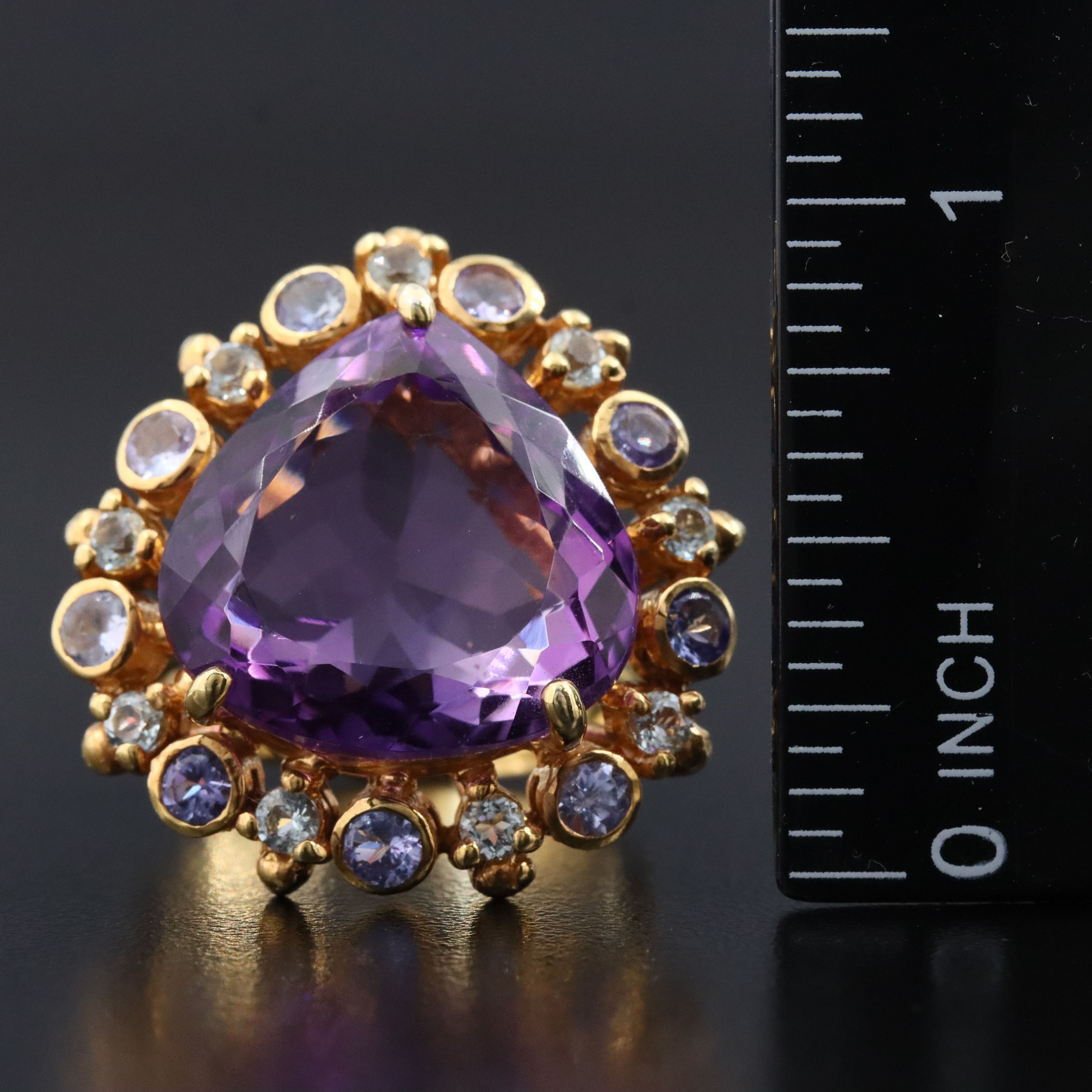 Sterling Ring with Amethyst, Tanzanite, and Blue Topaz