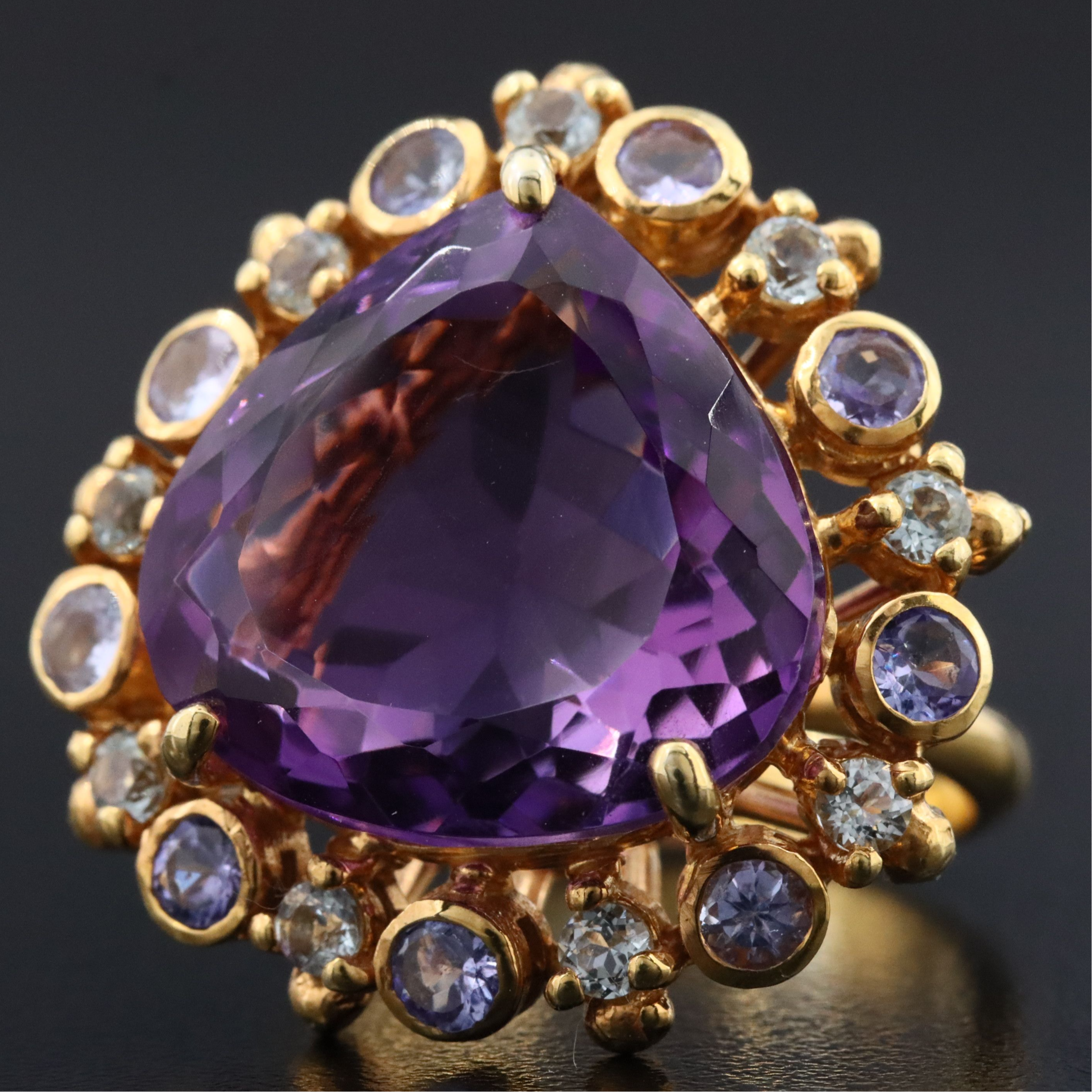 Sterling Ring with Amethyst, Tanzanite, and Blue Topaz