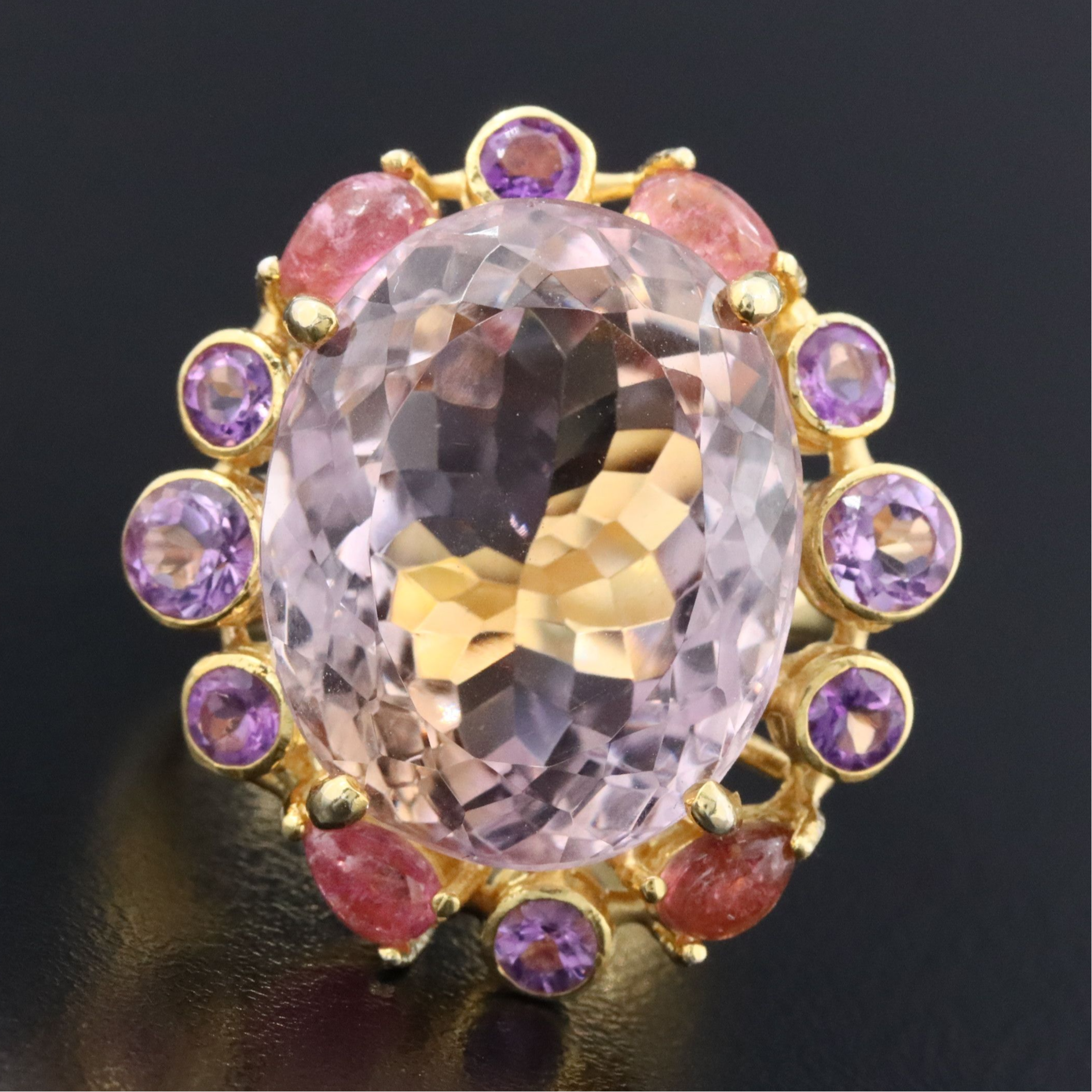 Sterling Ring with Rose Quartz, Amethyst, and Pink Tourmaline