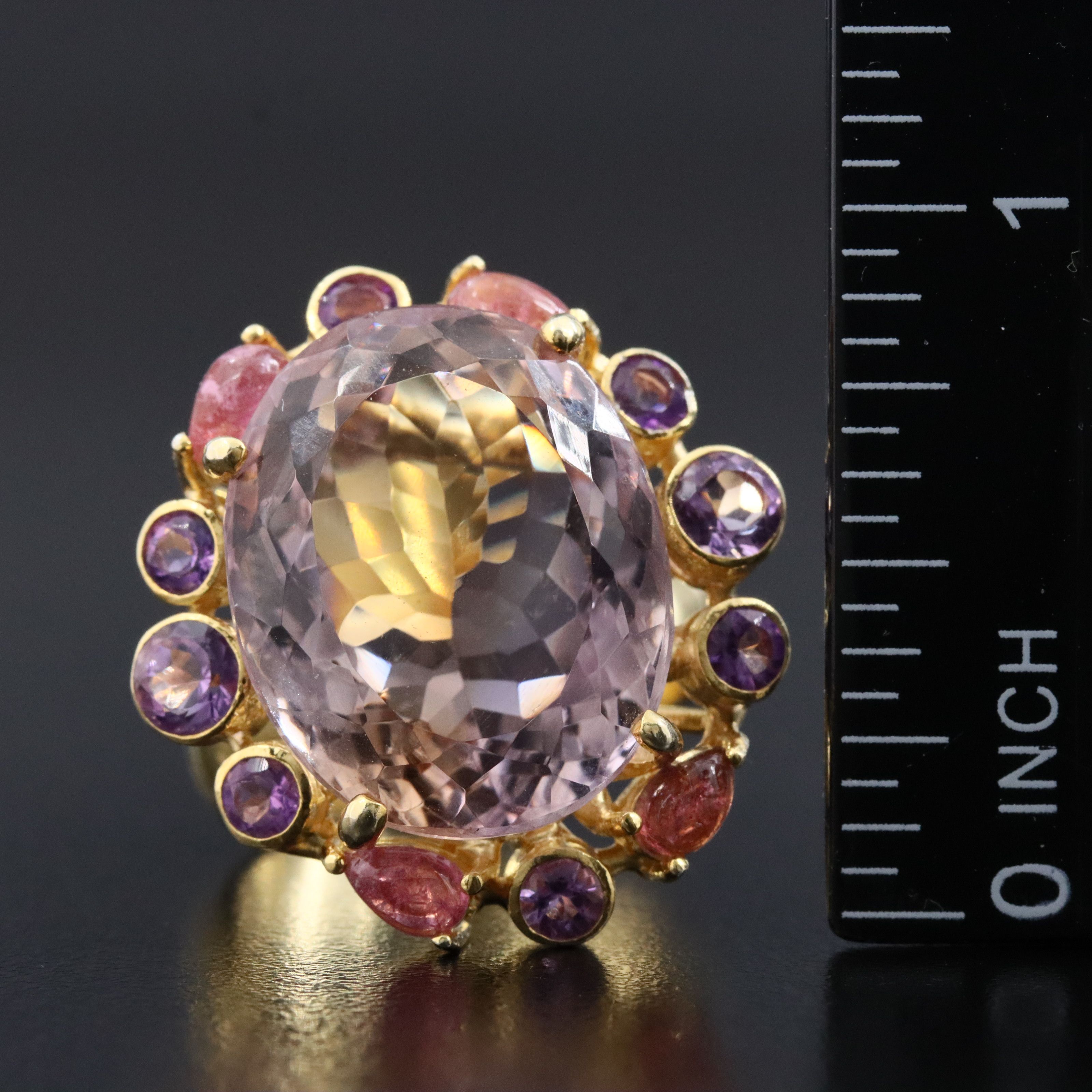Sterling Ring with Rose Quartz, Amethyst, and Pink Tourmaline