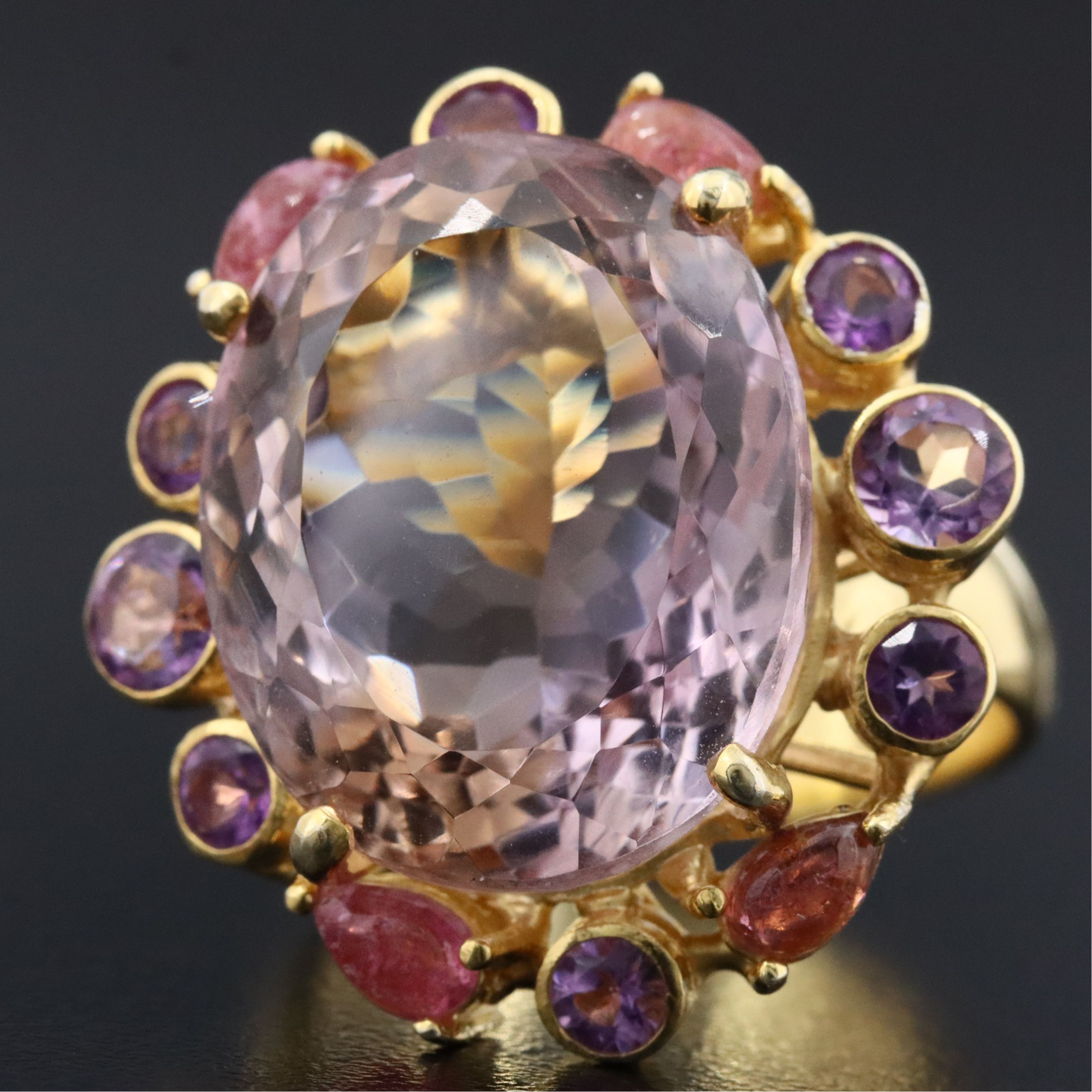 Sterling Ring with Rose Quartz, Amethyst, and Pink Tourmaline