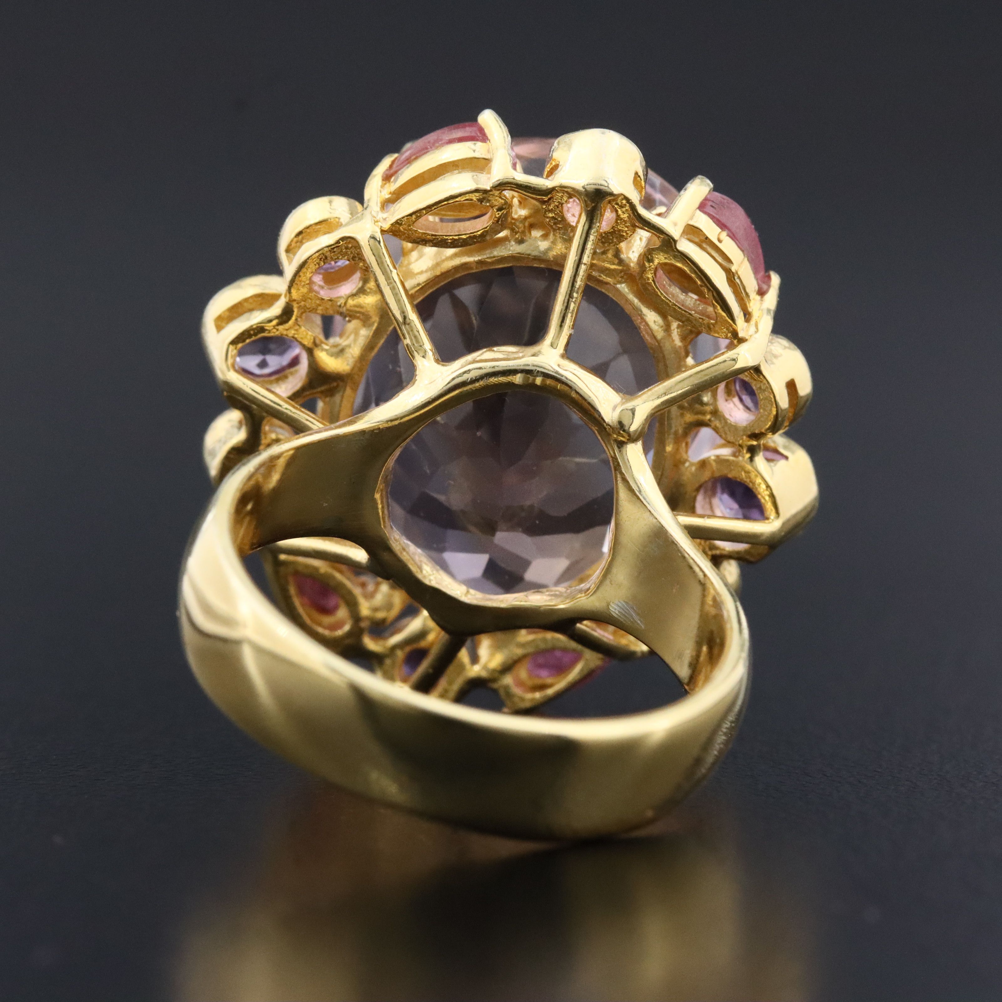 Sterling Ring with Rose Quartz, Amethyst, and Pink Tourmaline