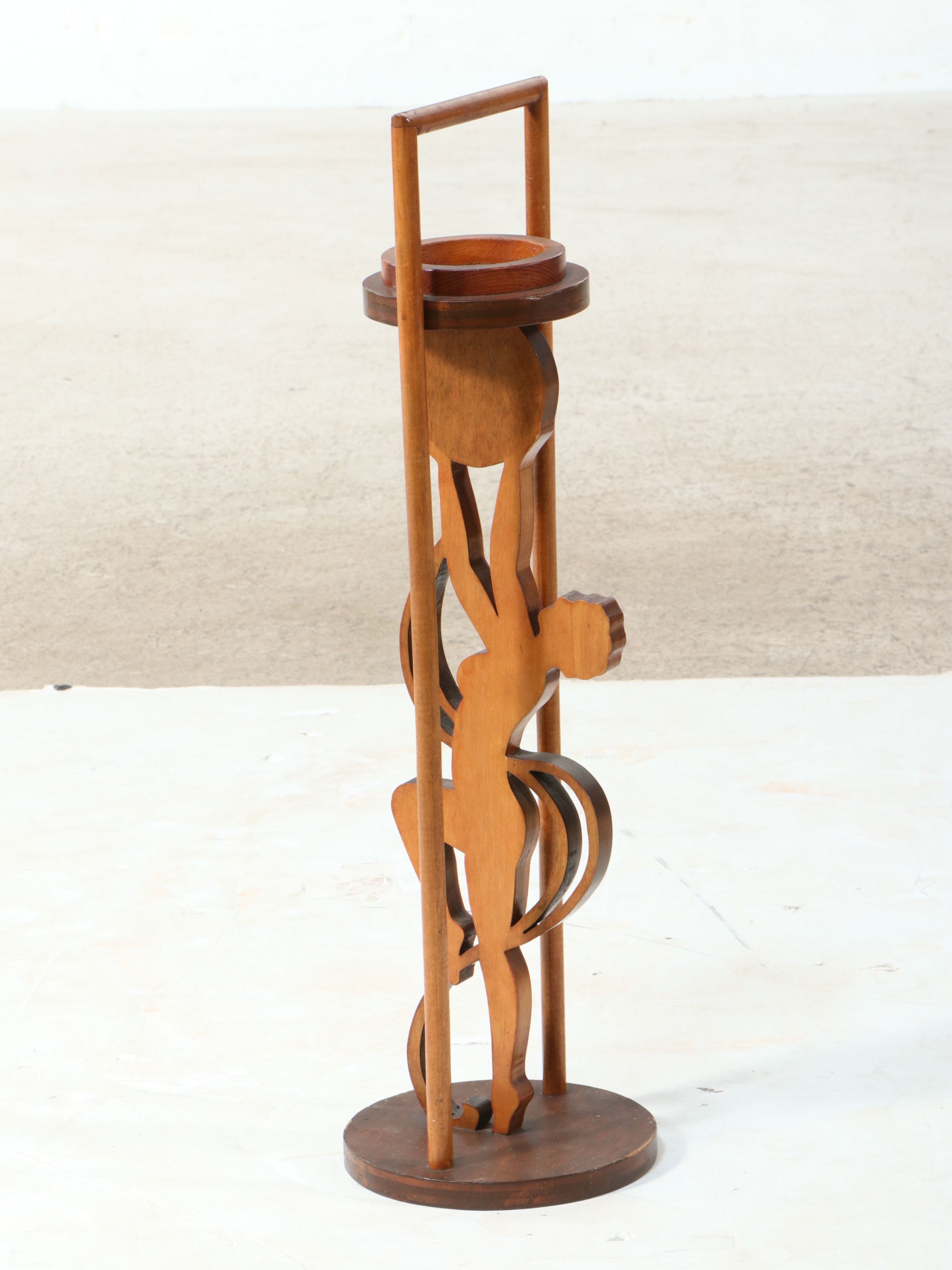 Art Deco Style Carved Wood Smoking Stand, Early 20th Century