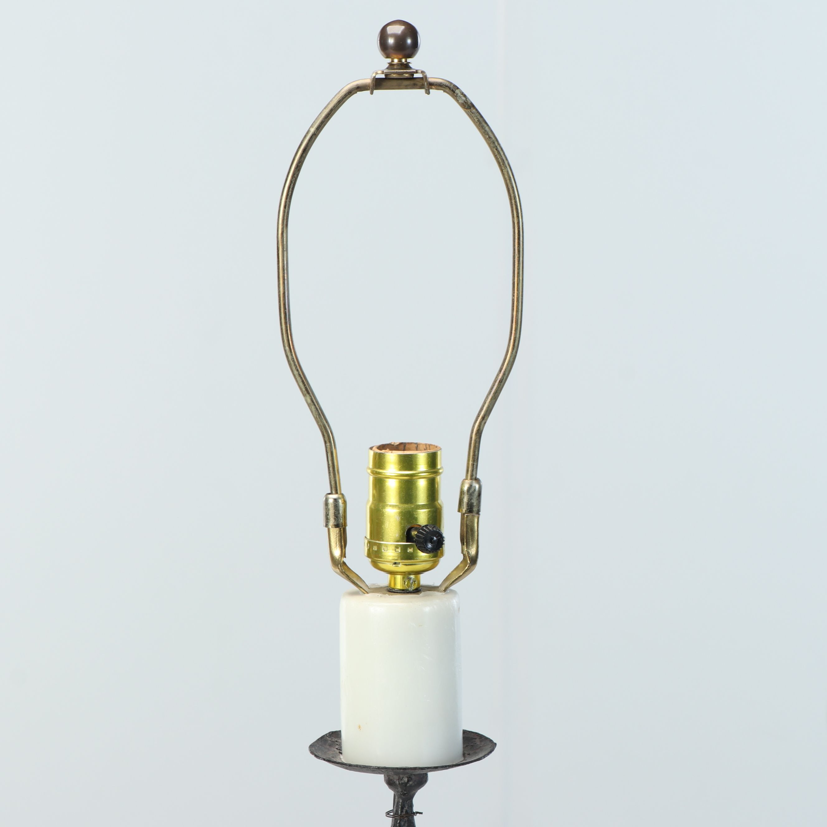 Gothic Style Wrought Iron Candle Holder Converted Table Lamp