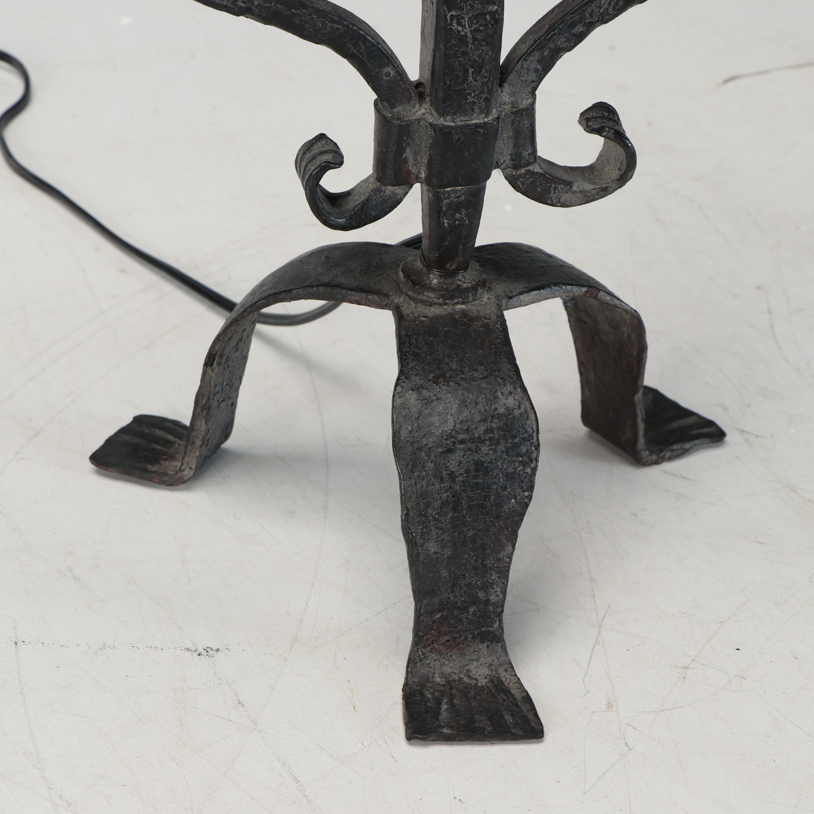 Gothic Style Wrought Iron Candle Holder Converted Table Lamp