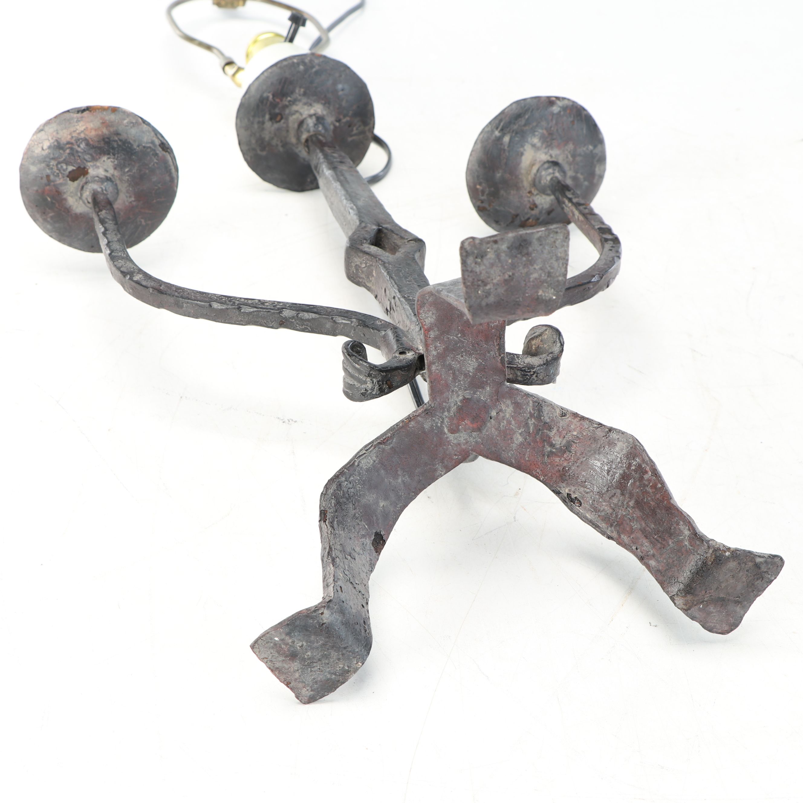 Gothic Style Wrought Iron Candle Holder Converted Table Lamp