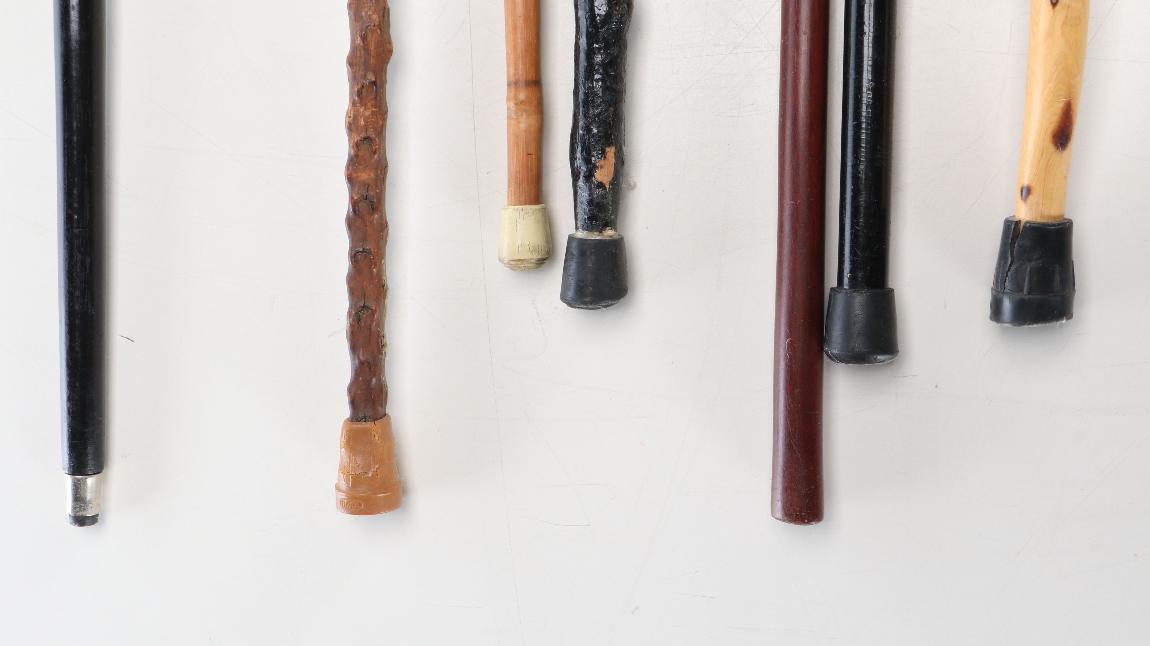 Sterling Silver Topped Wood and Other Vintage Walking Sticks in Holder