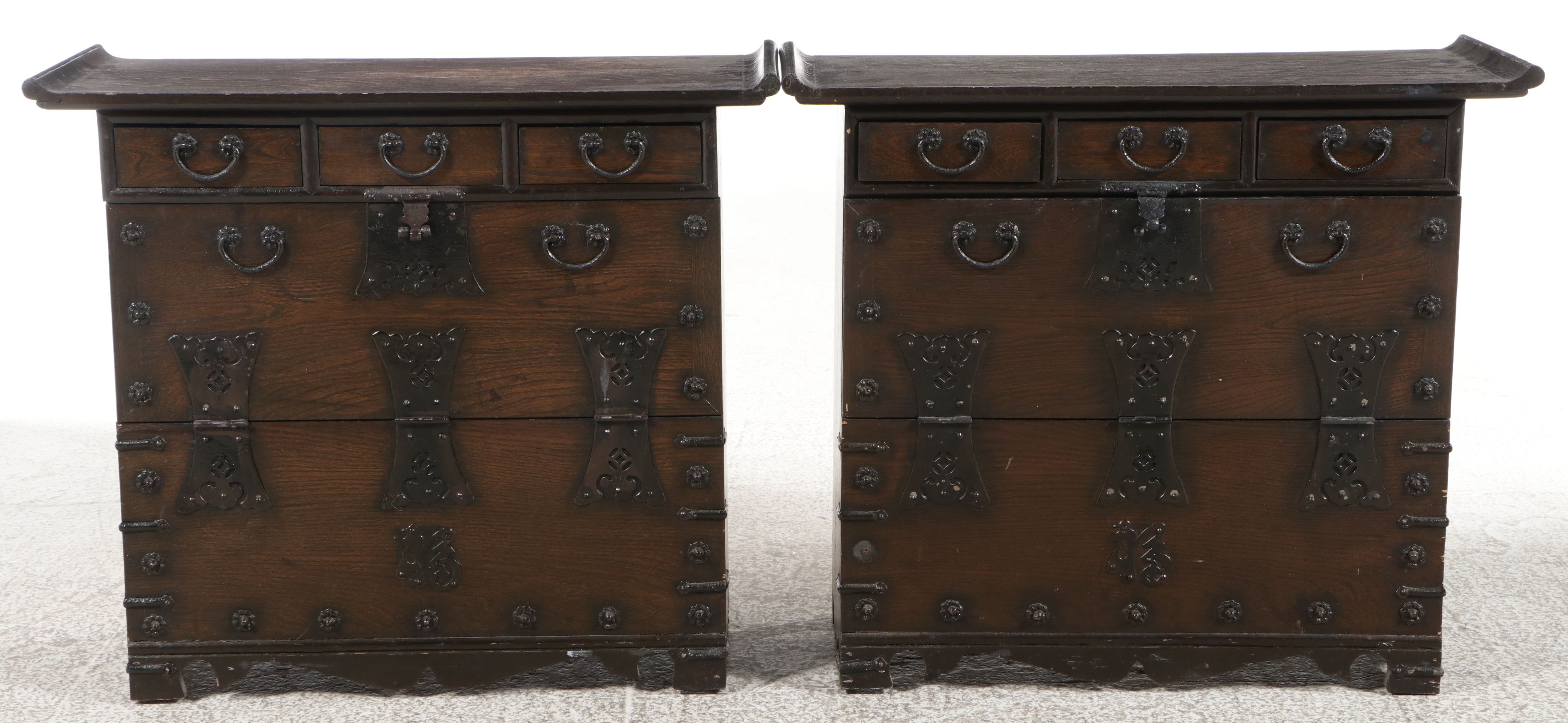 Pair of Japanese Tansu-Style Chests with Iron Hardware, 20th Century