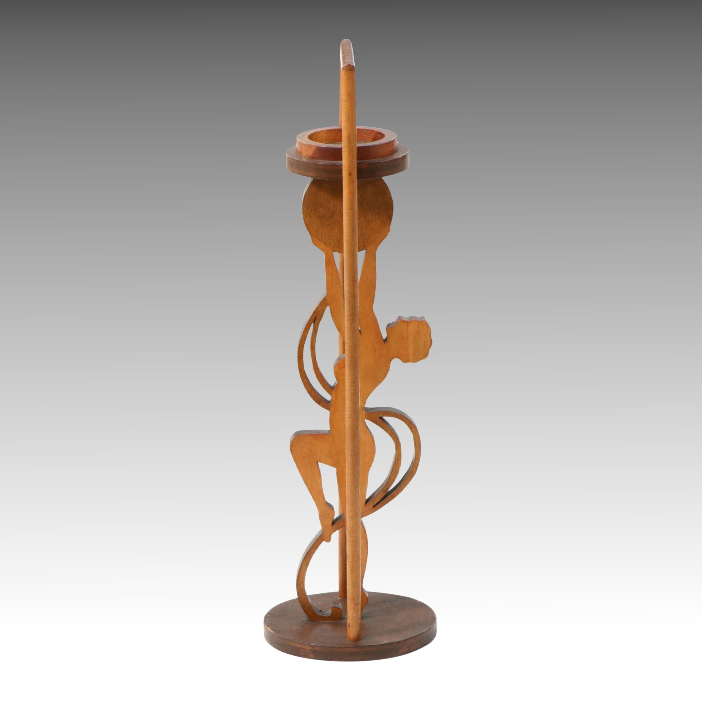 Art Deco Style Carved Wood Smoking Stand, Early 20th Century