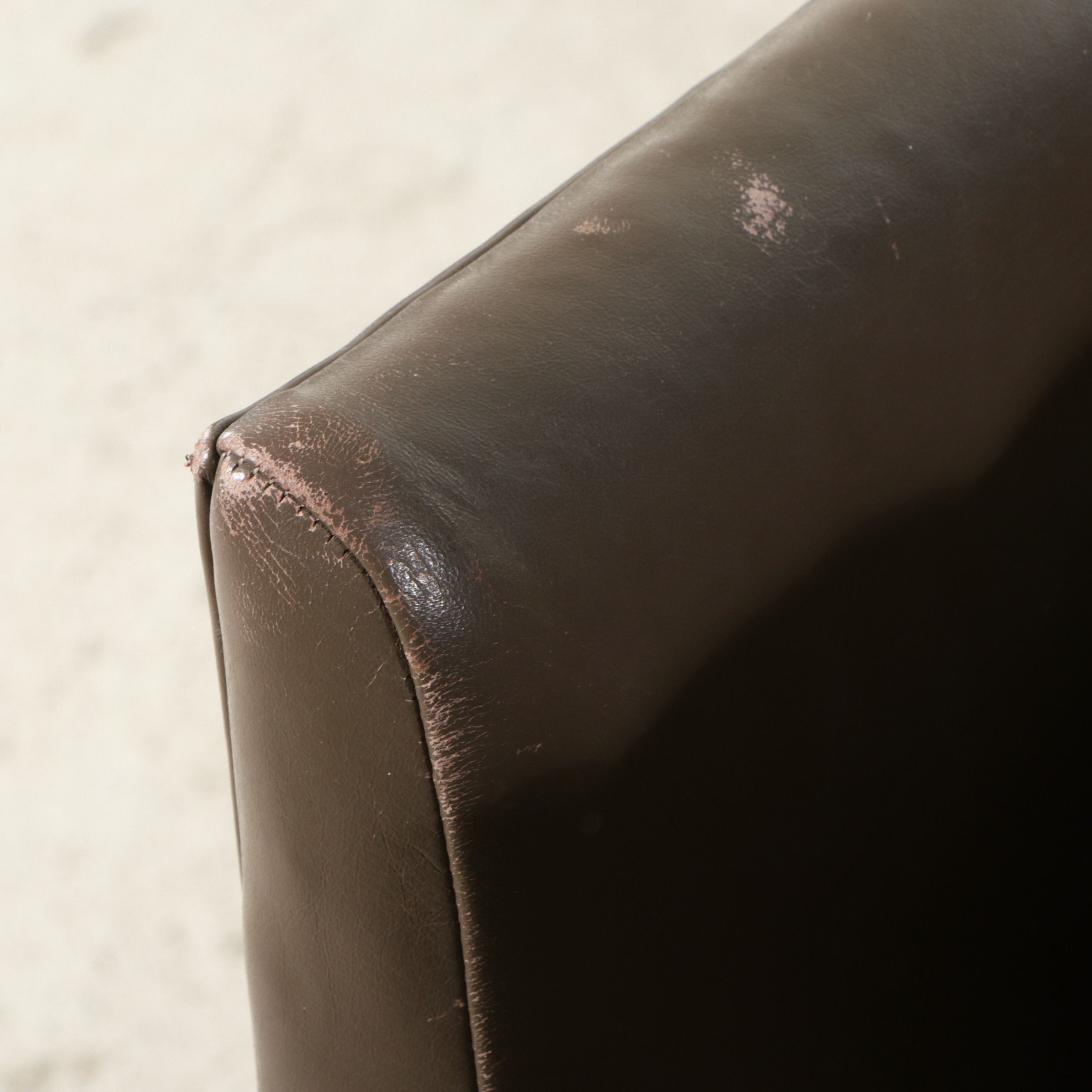 Baker Furniture Company Modernist Leather Tuxedo Sofa, Late 20th Century