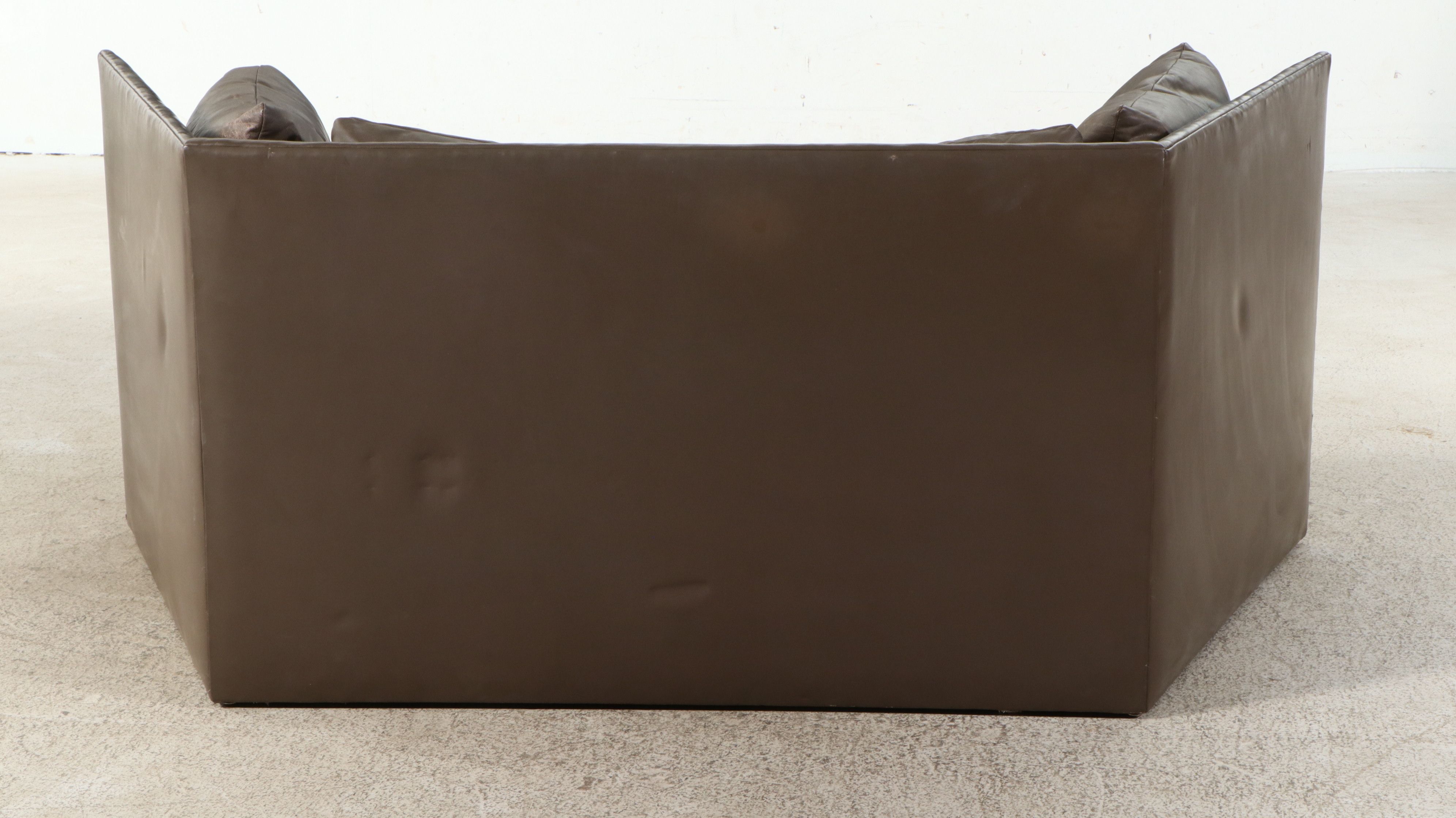 Baker Furniture Company Modernist Leather Tuxedo Sofa, Late 20th Century