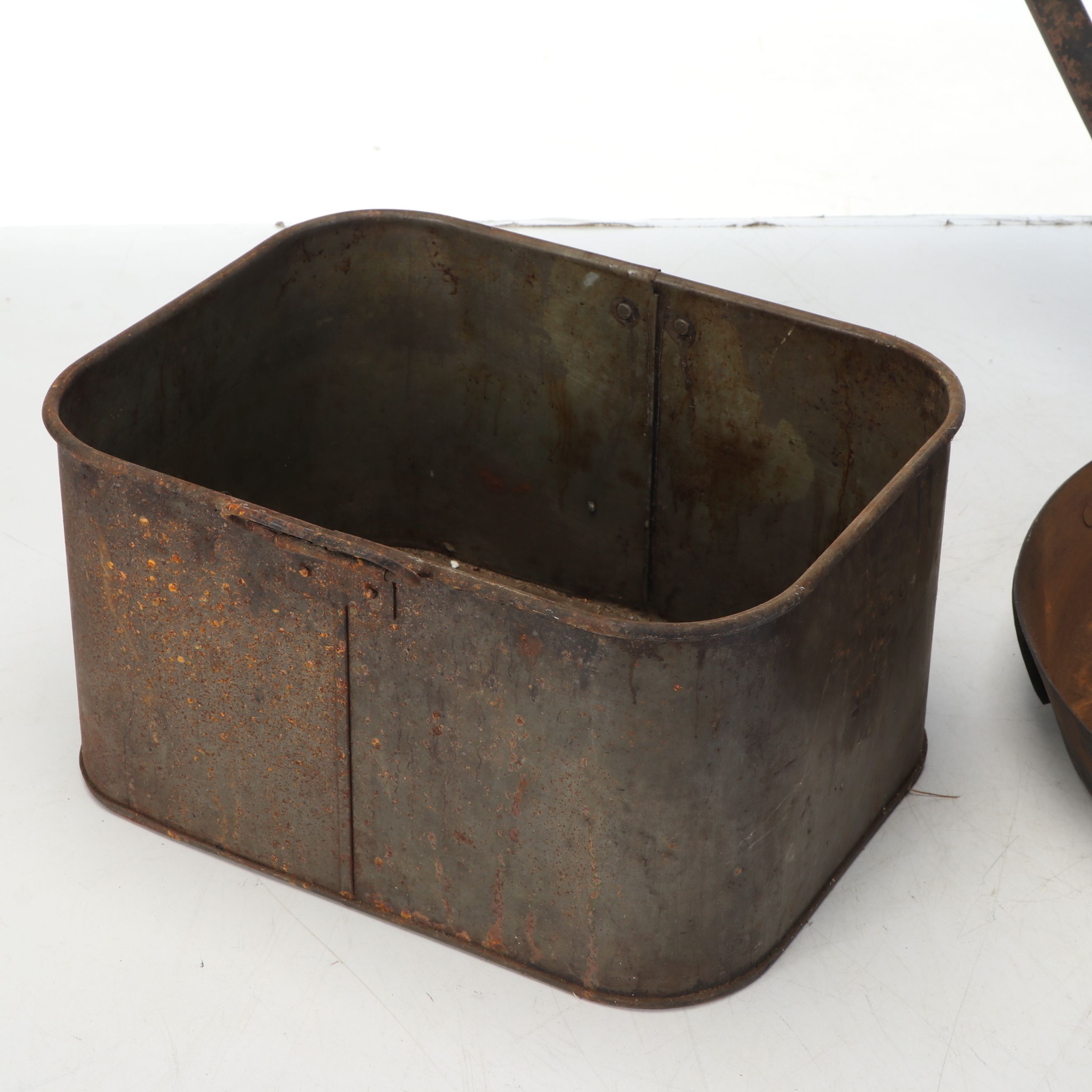 U.S. S.M.Co Tin Box with Other Long-Handled Pan, Early 20th Century
