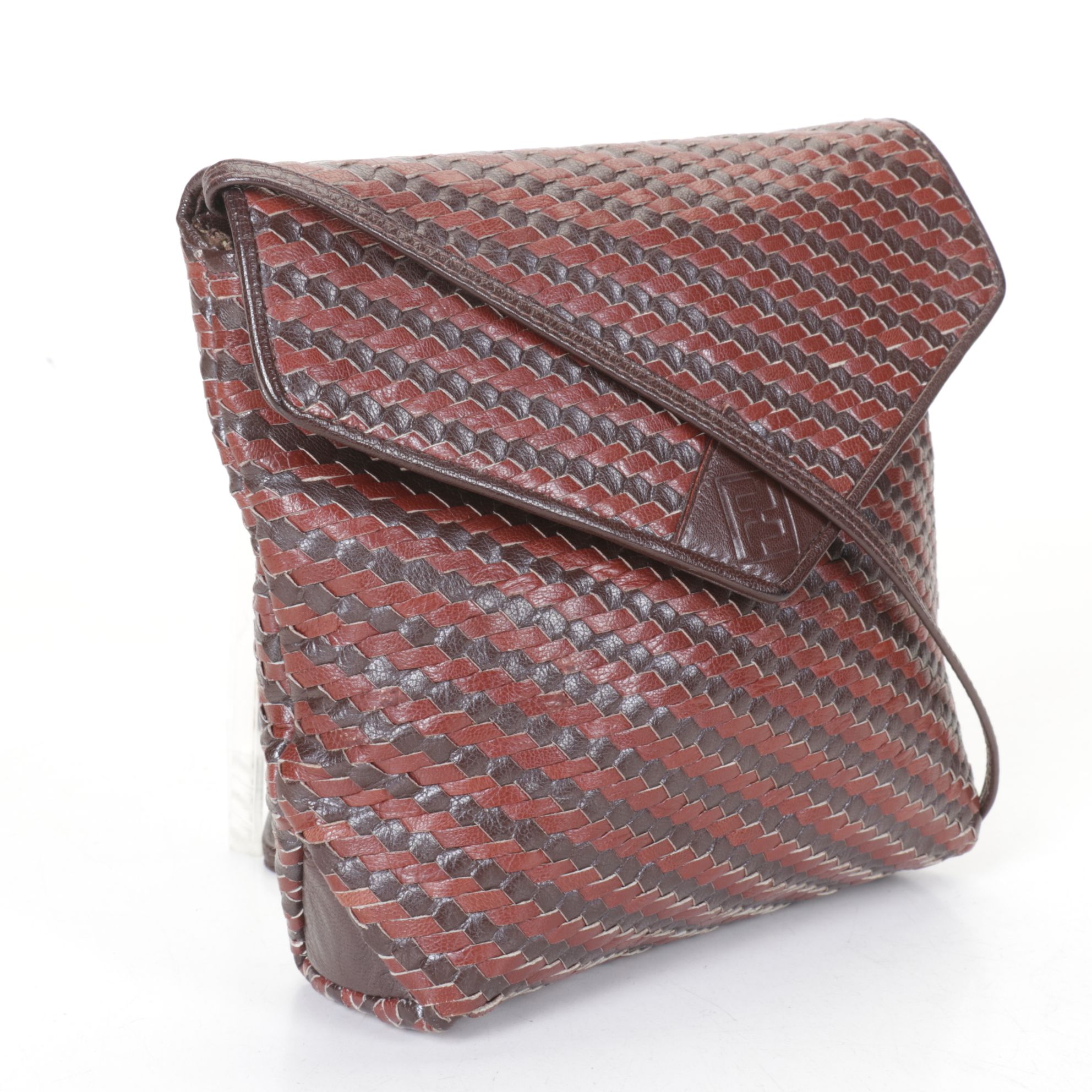 Fendi Brown Woven Leather Crossbody Bag