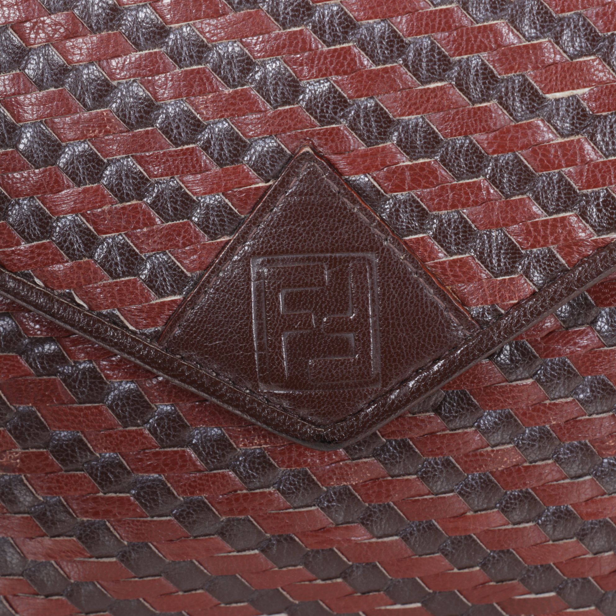 Fendi Brown Woven Leather Crossbody Bag