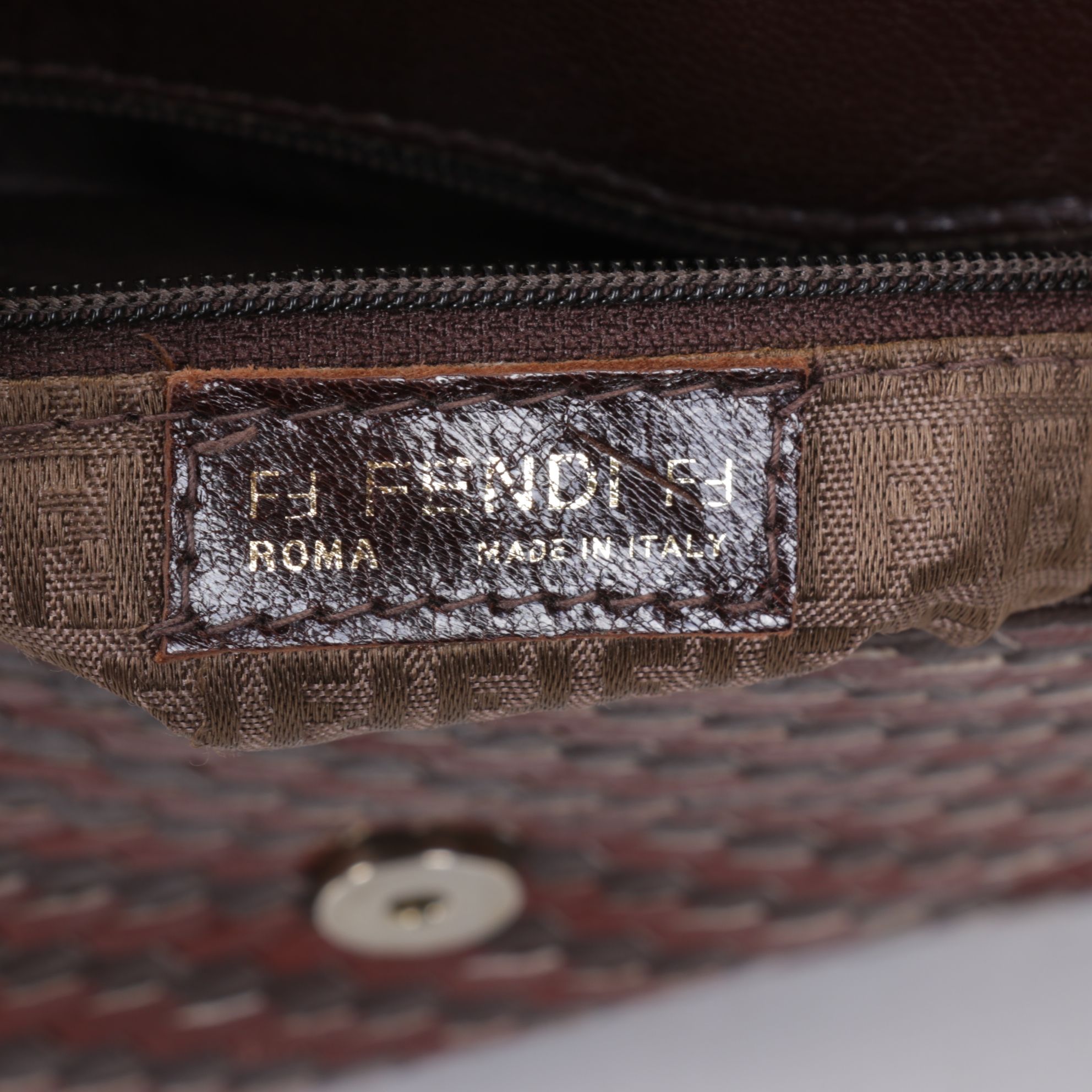 Fendi Brown Woven Leather Crossbody Bag