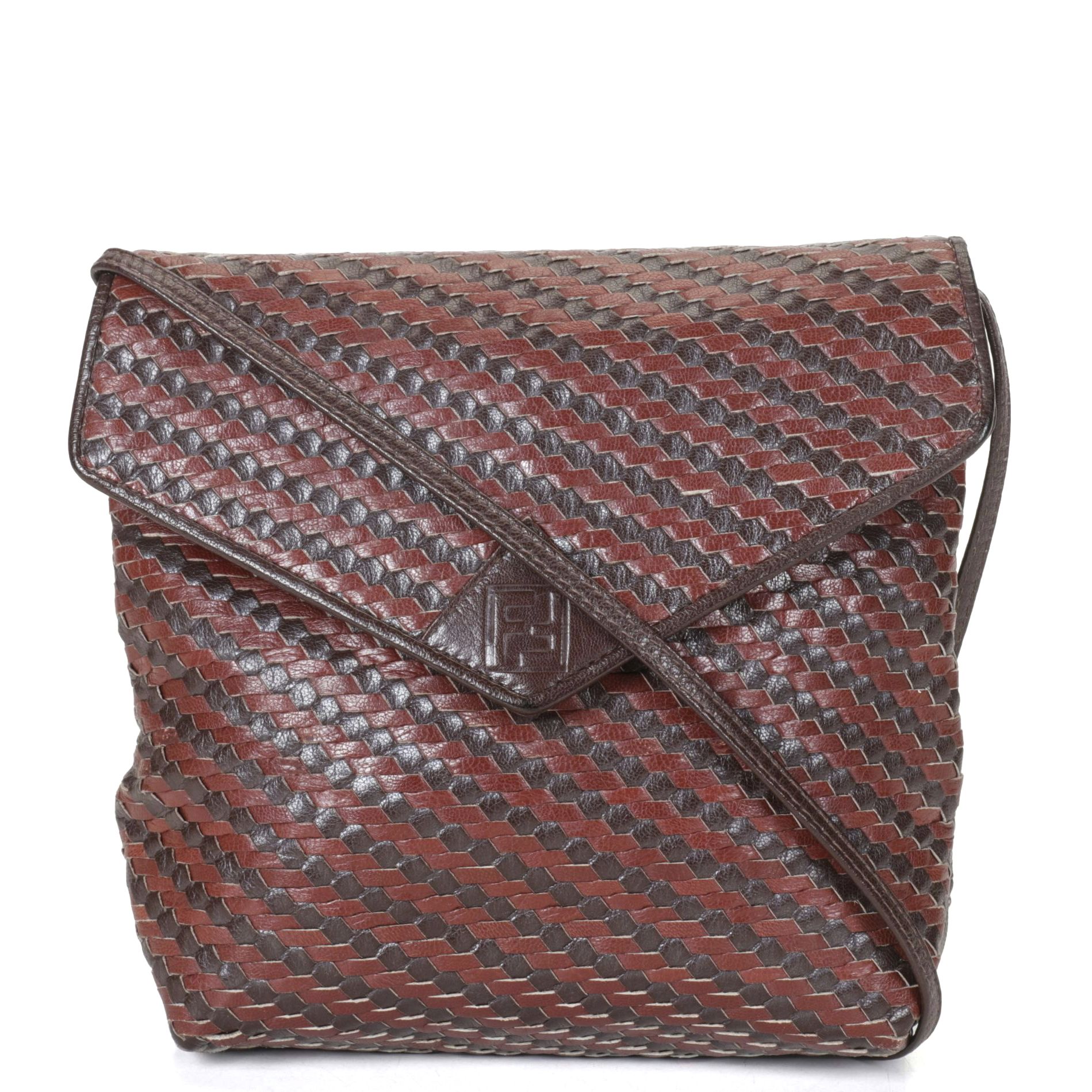 Fendi Brown Woven Leather Crossbody Bag