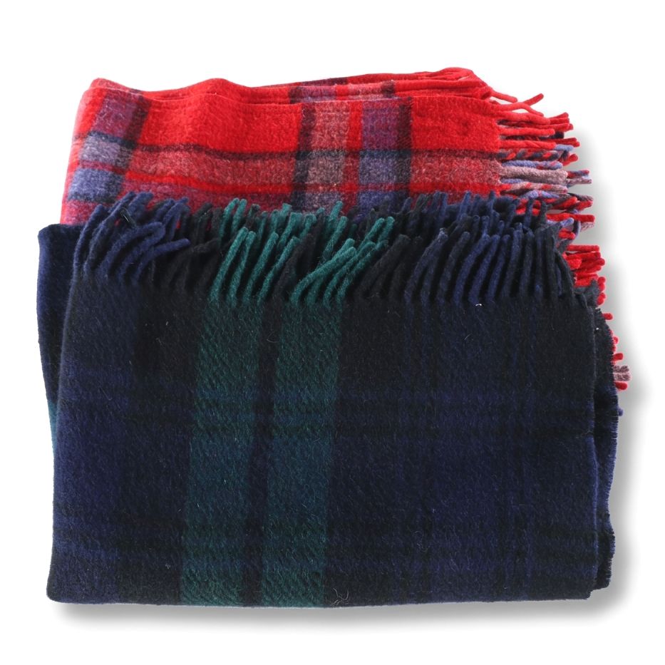 Scottish Black Watch Tartan Wool Knee Blanket with Other Plaid Throw Blanket