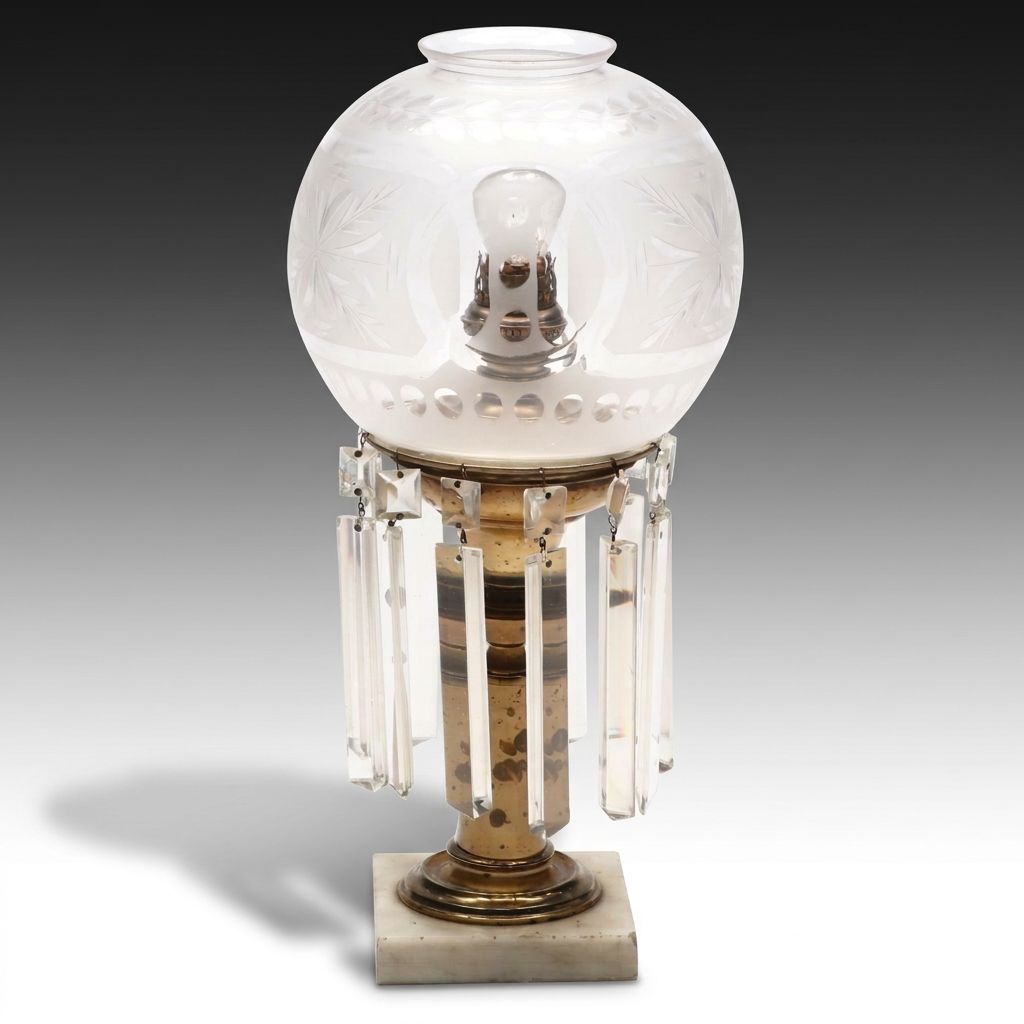 Bohemian Style Etched Glass and Crystal Accent Lamp