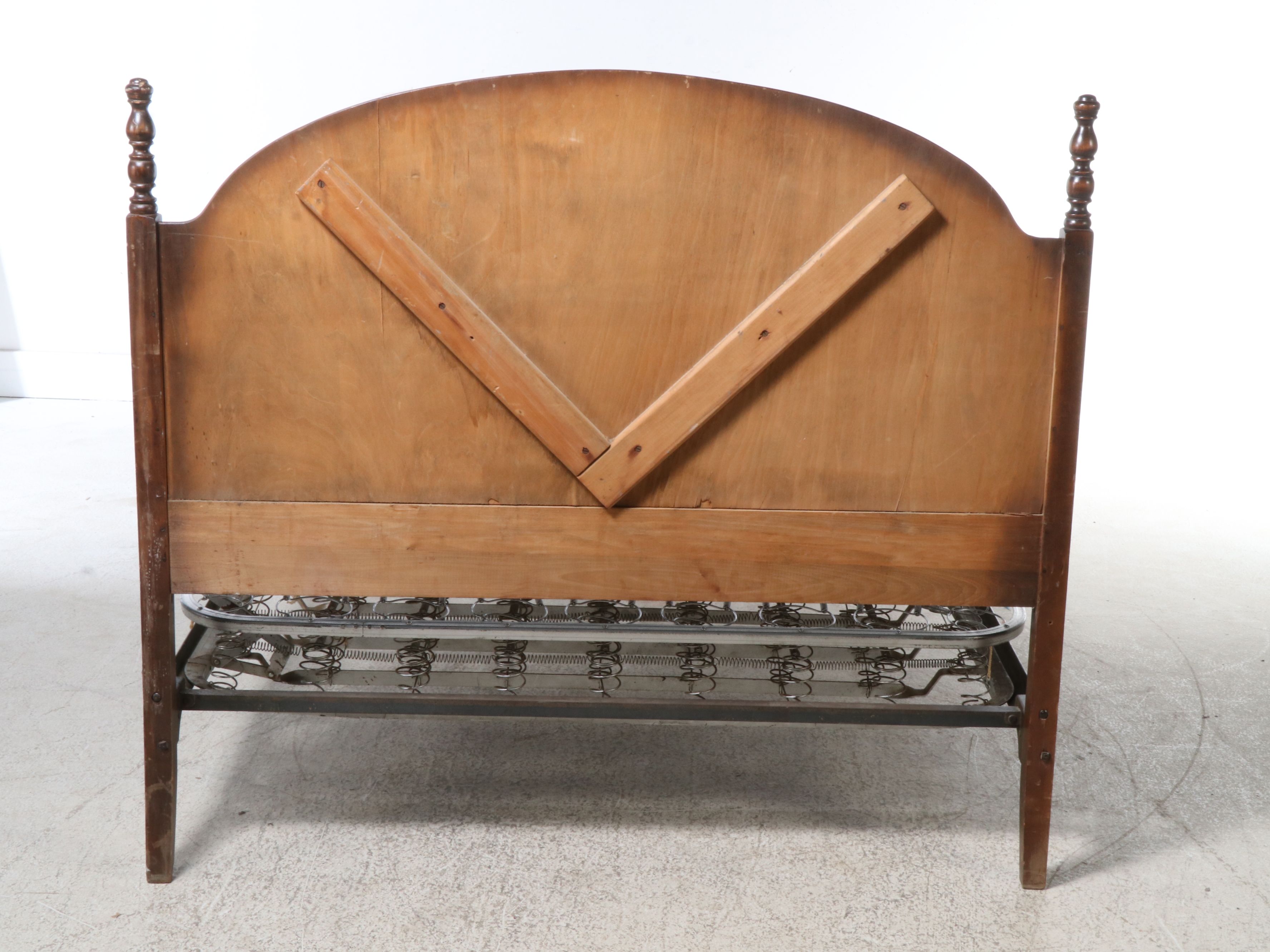 Late Victorian Style Mahogany Bed Frame with Box Spring, Early 20th Century