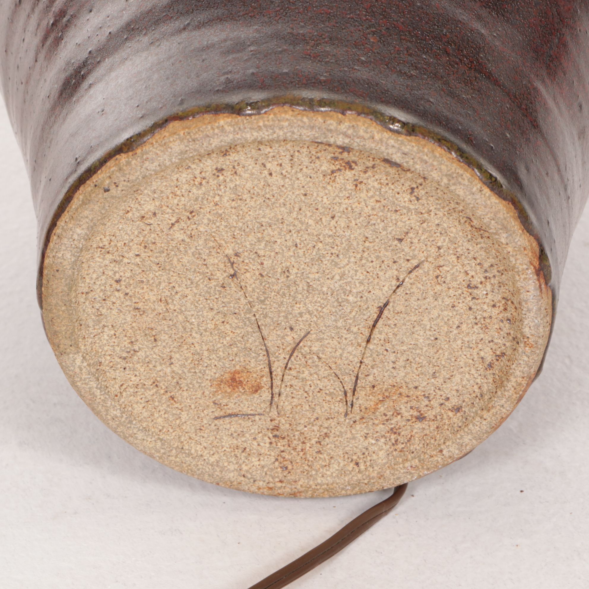 Glazed Stoneware Table Lamp with Canvas Shade