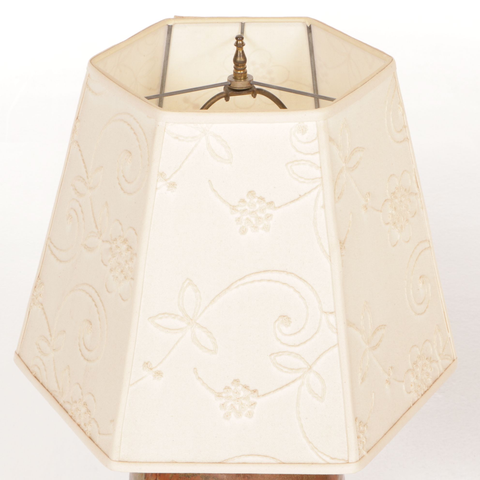 Glazed Stoneware Table Lamp with Canvas Shade