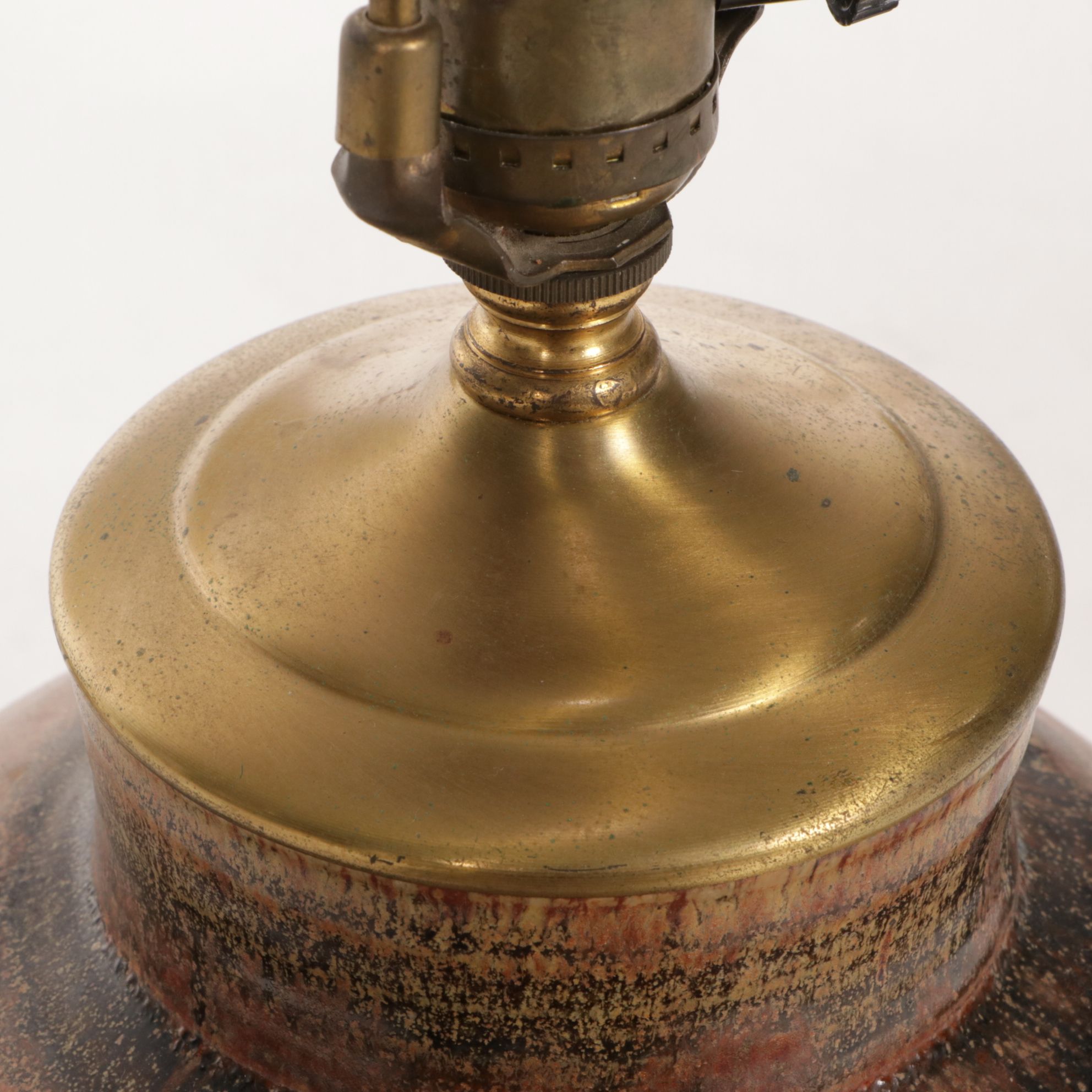 Glazed Stoneware Table Lamp with Canvas Shade