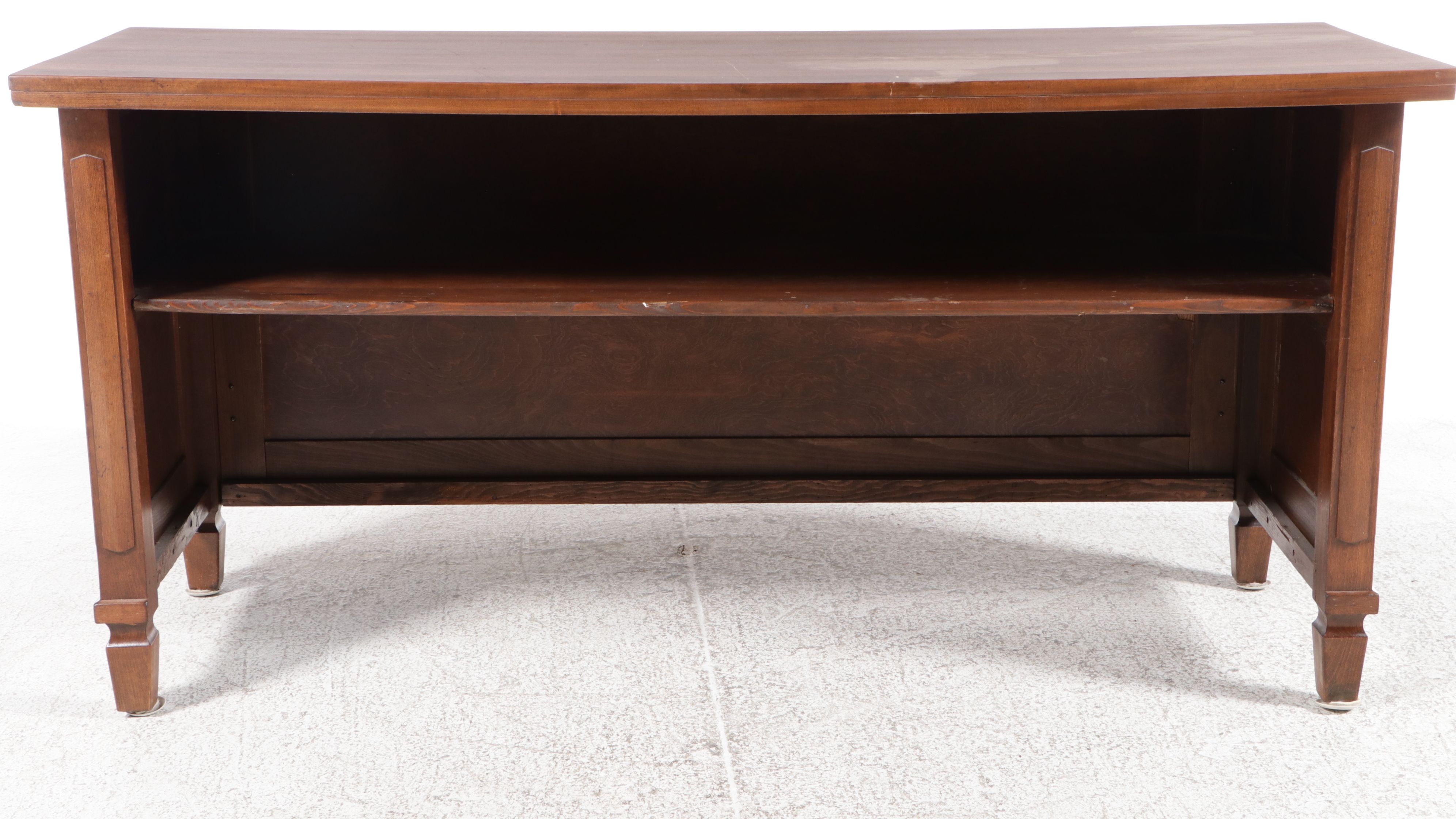 Neoclassical Style Walnut Counter-Form Library Table