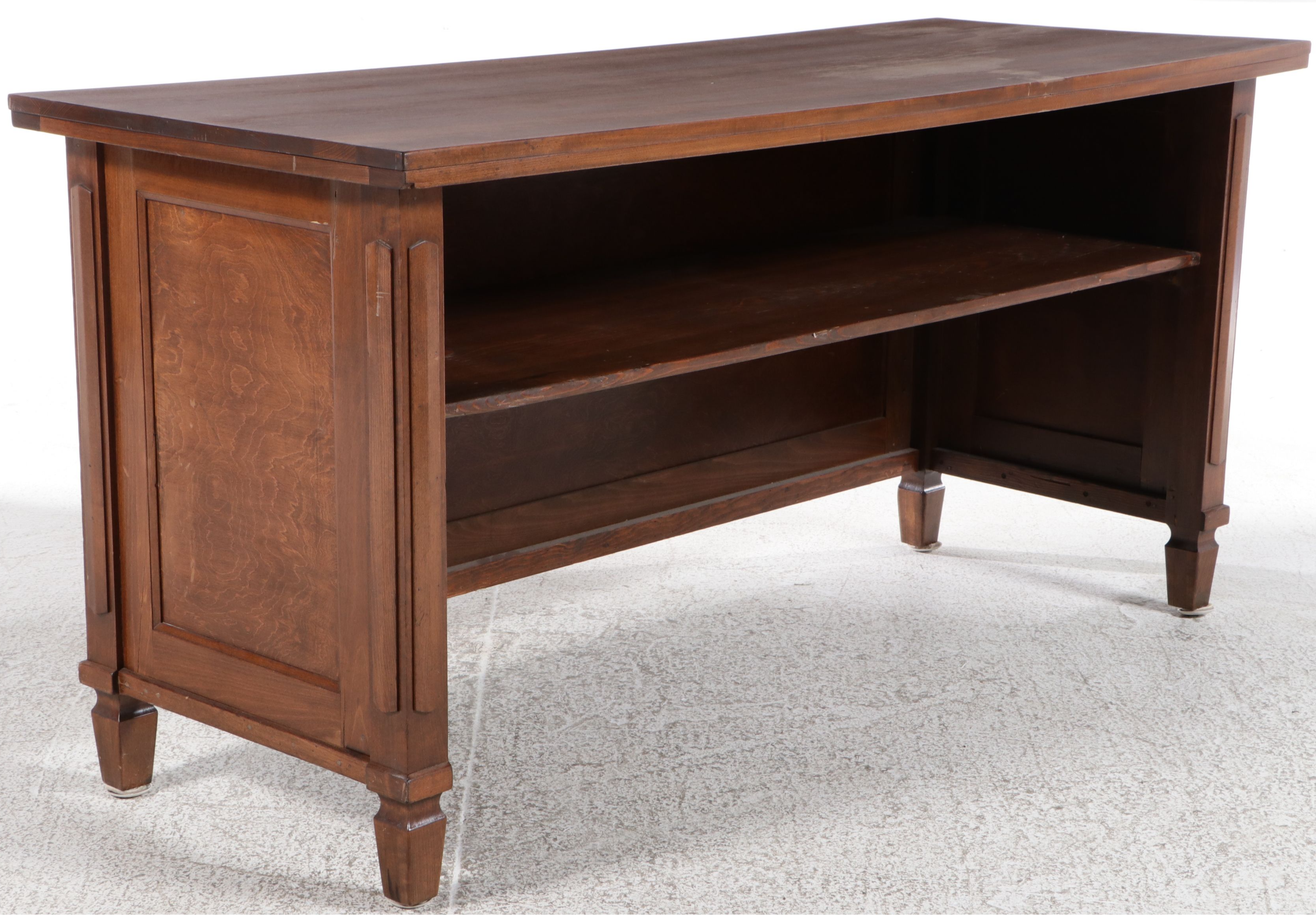 Neoclassical Style Walnut Counter-Form Library Table