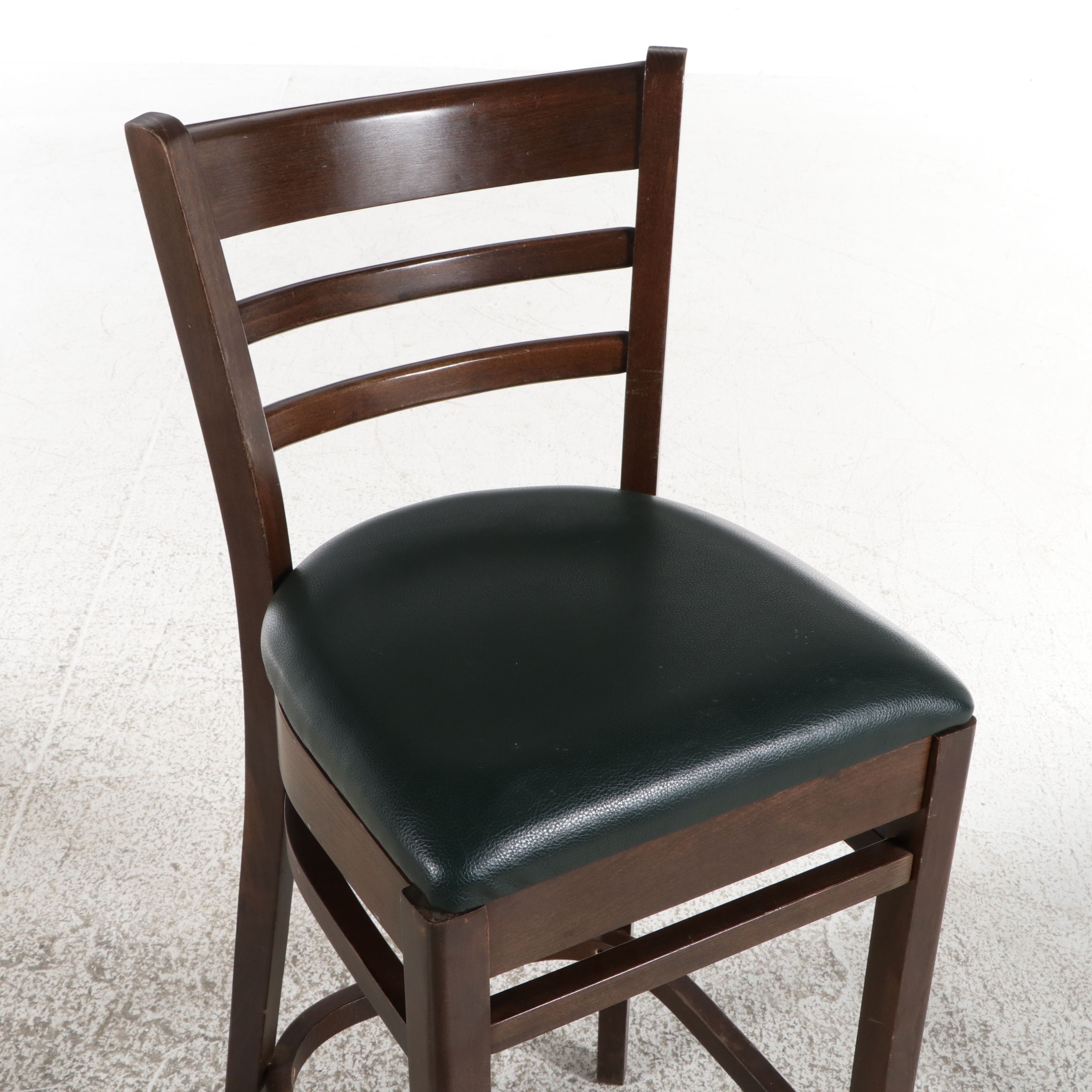 Set of Three Ladder-Back Mahogany Finish Barstools, Late 20th Century