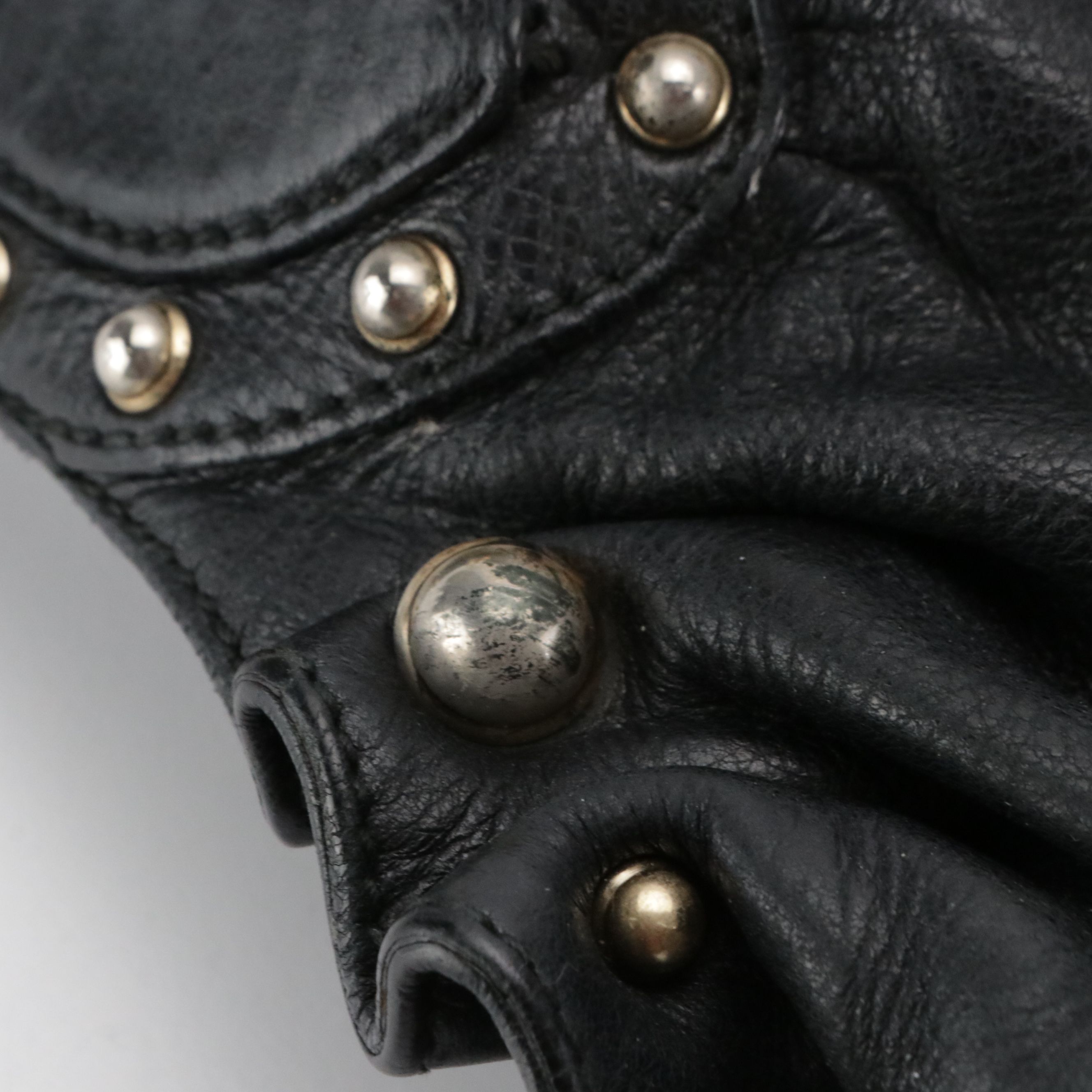 Gucci Studded Pelham Hobo Bag in Black Grained Calfskin Leather