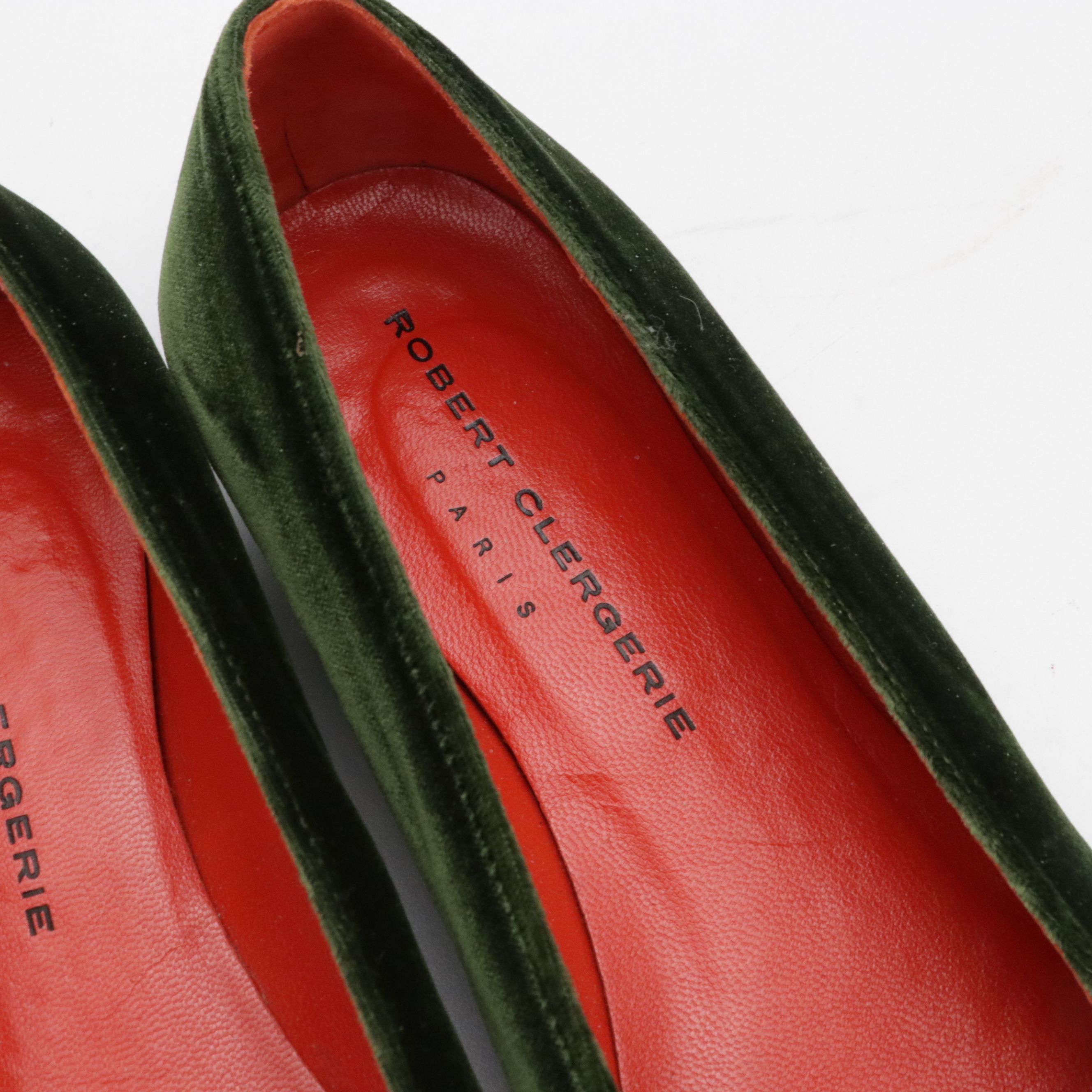 Robert Clergerie Braise Loafers in Olive Green Velvet with Box