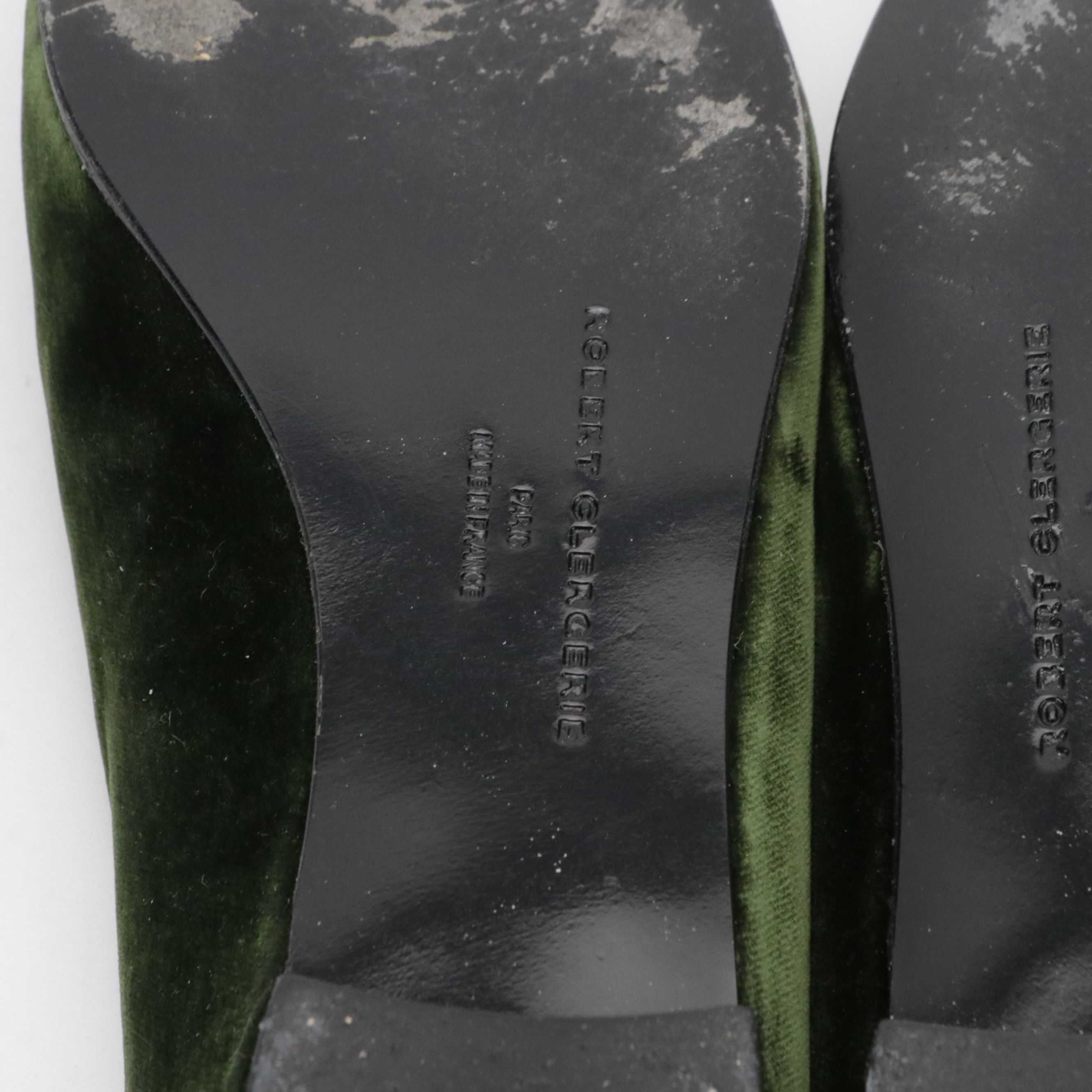 Robert Clergerie Braise Loafers in Olive Green Velvet with Box