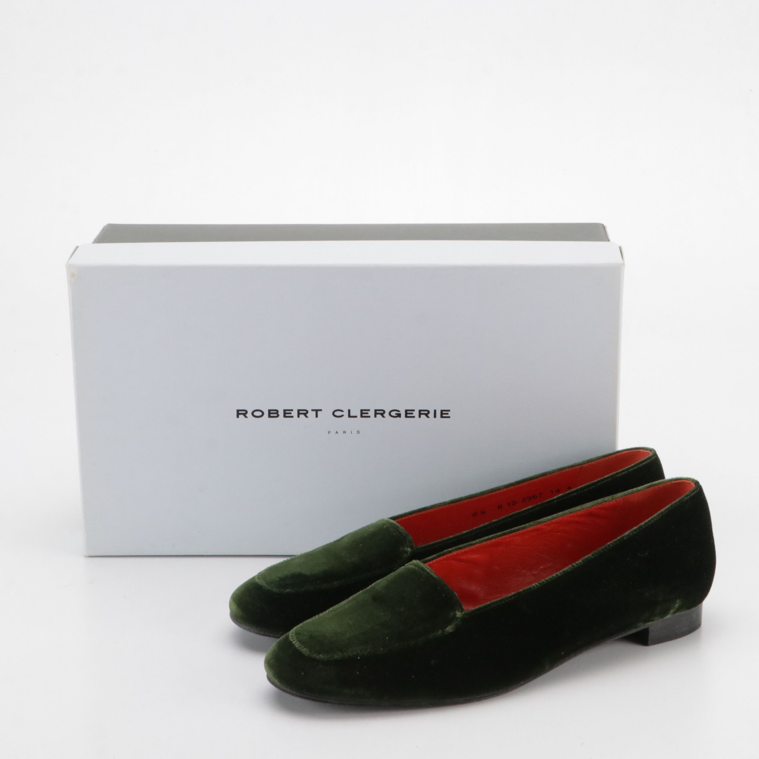 Robert Clergerie Braise Loafers in Olive Green Velvet with Box
