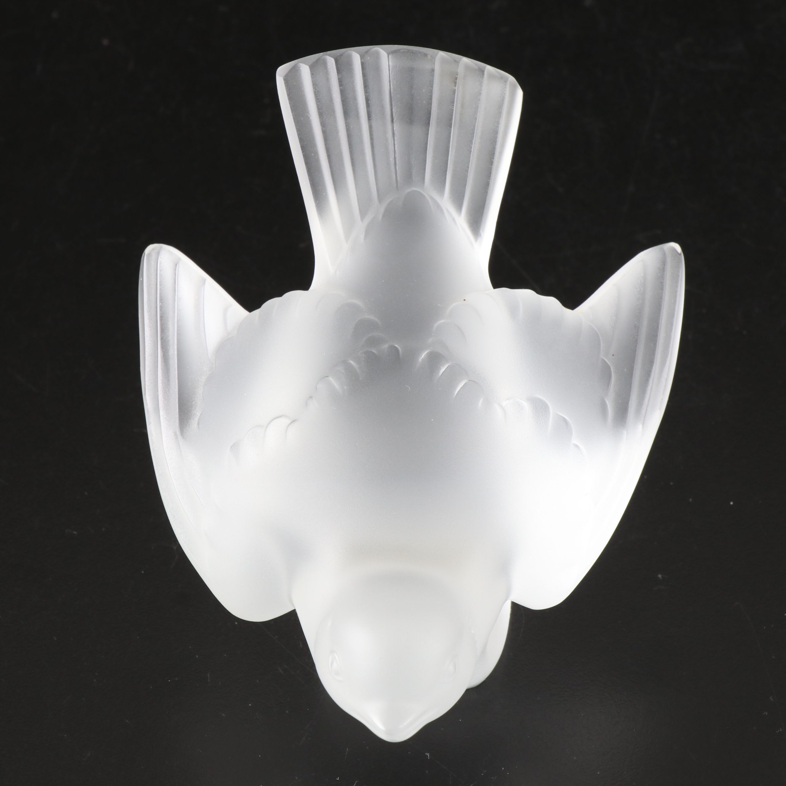 Lalique "Moineau Timide" and "Moineau Coléreux" Frosted Crystal Figurines