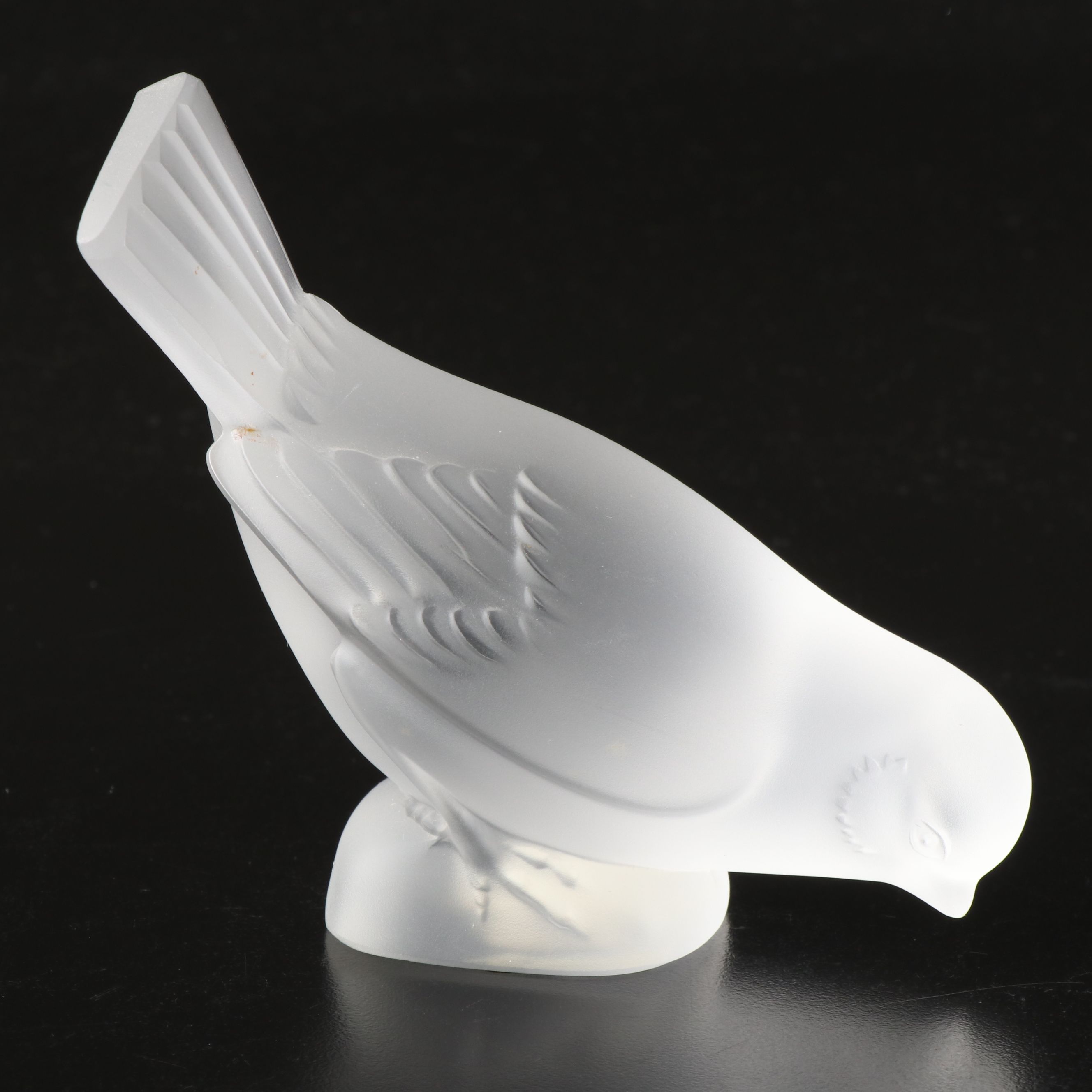 Lalique "Moineau Timide" and "Moineau Coléreux" Frosted Crystal Figurines