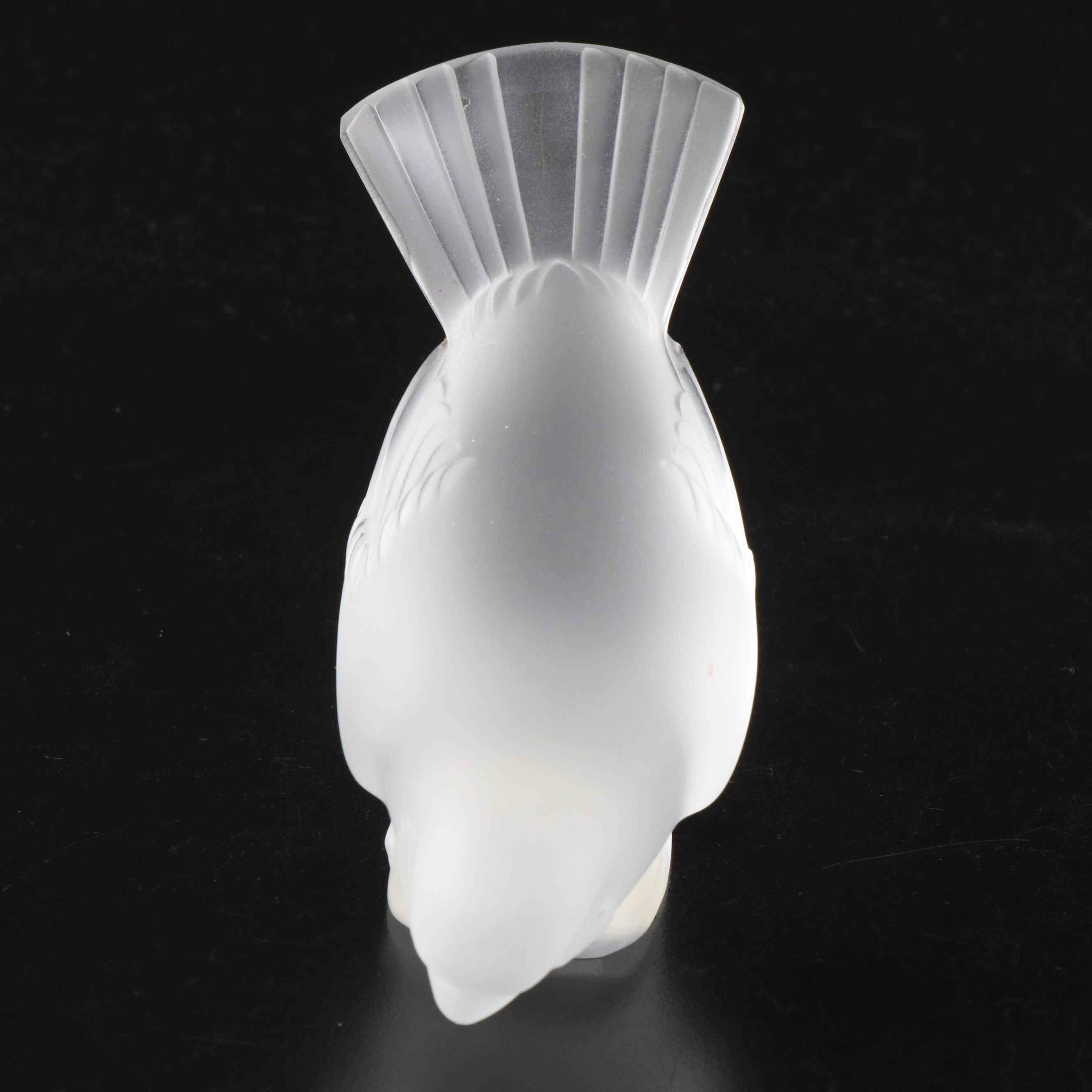 Lalique "Moineau Timide" and "Moineau Coléreux" Frosted Crystal Figurines