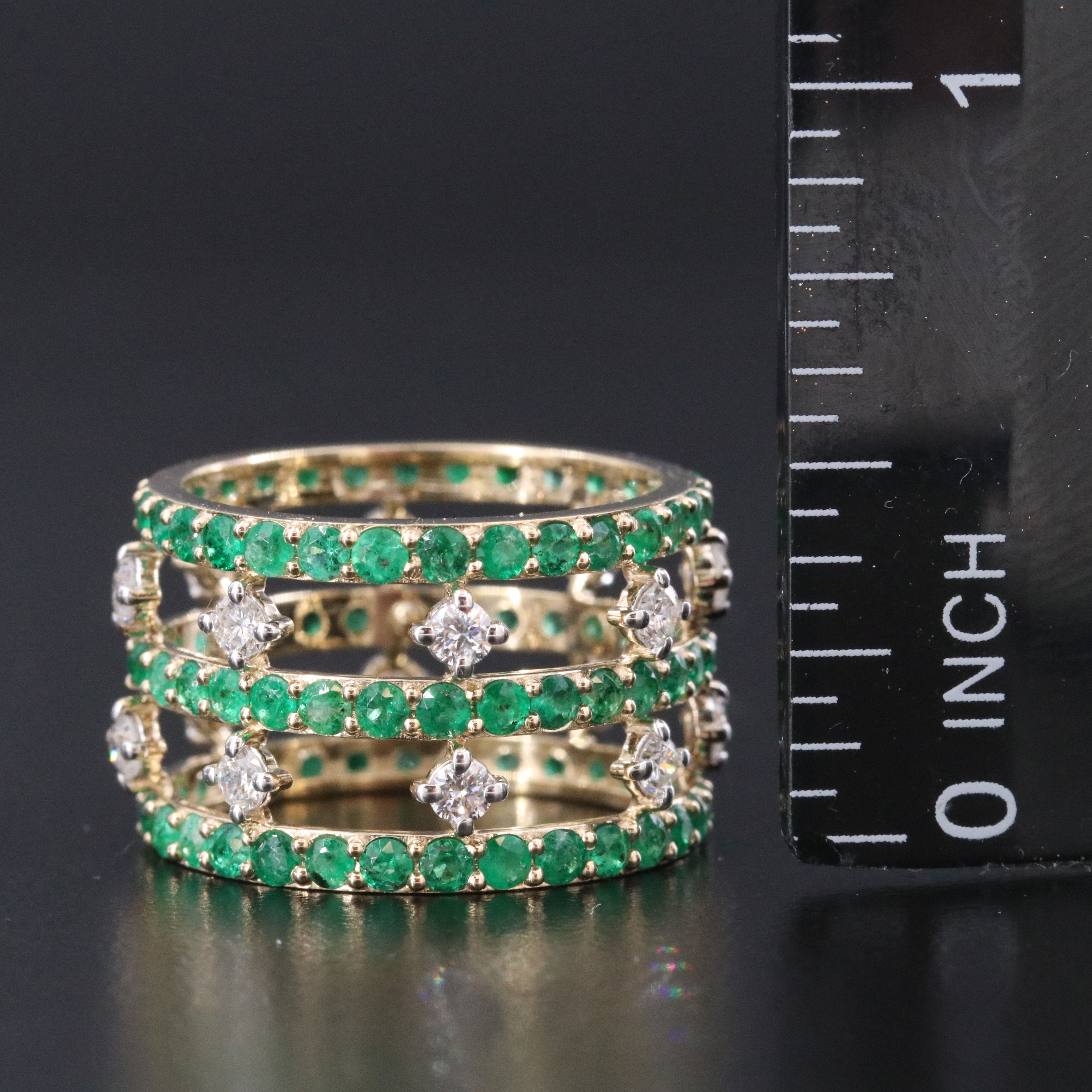 14K 2.84 CTW Emerald and Diamond Eternity Ring