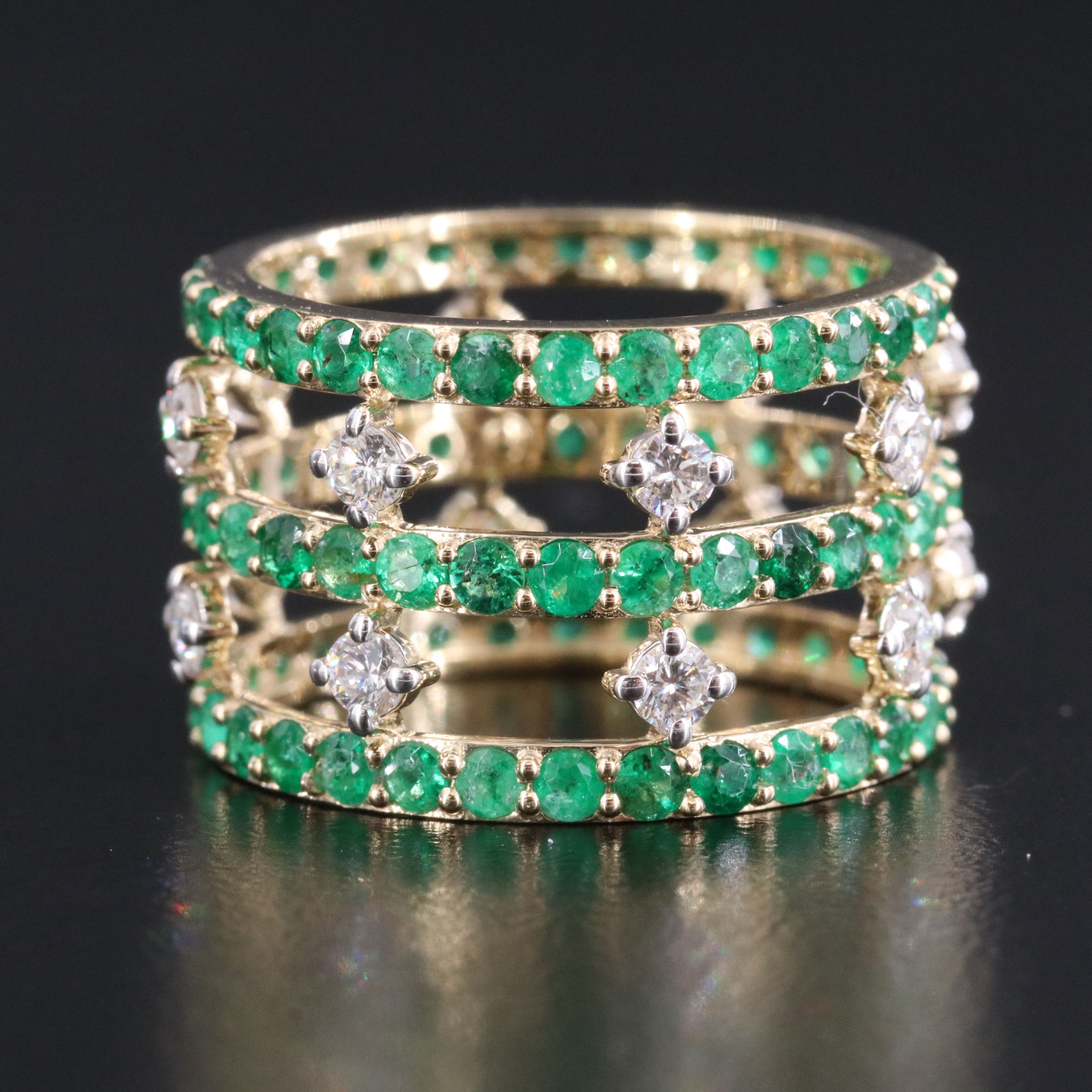 14K 2.84 CTW Emerald and Diamond Eternity Ring