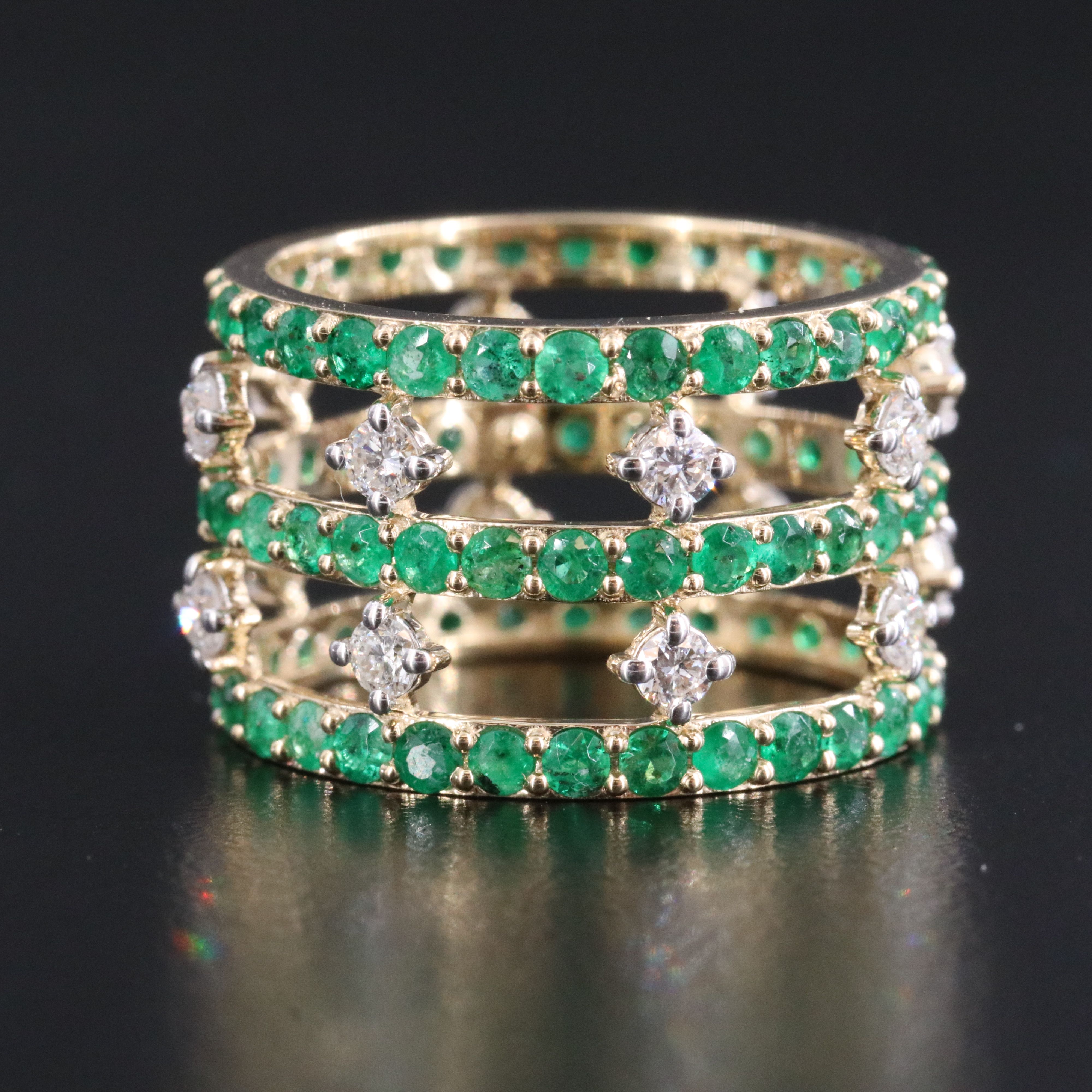 14K 2.84 CTW Emerald and Diamond Eternity Ring