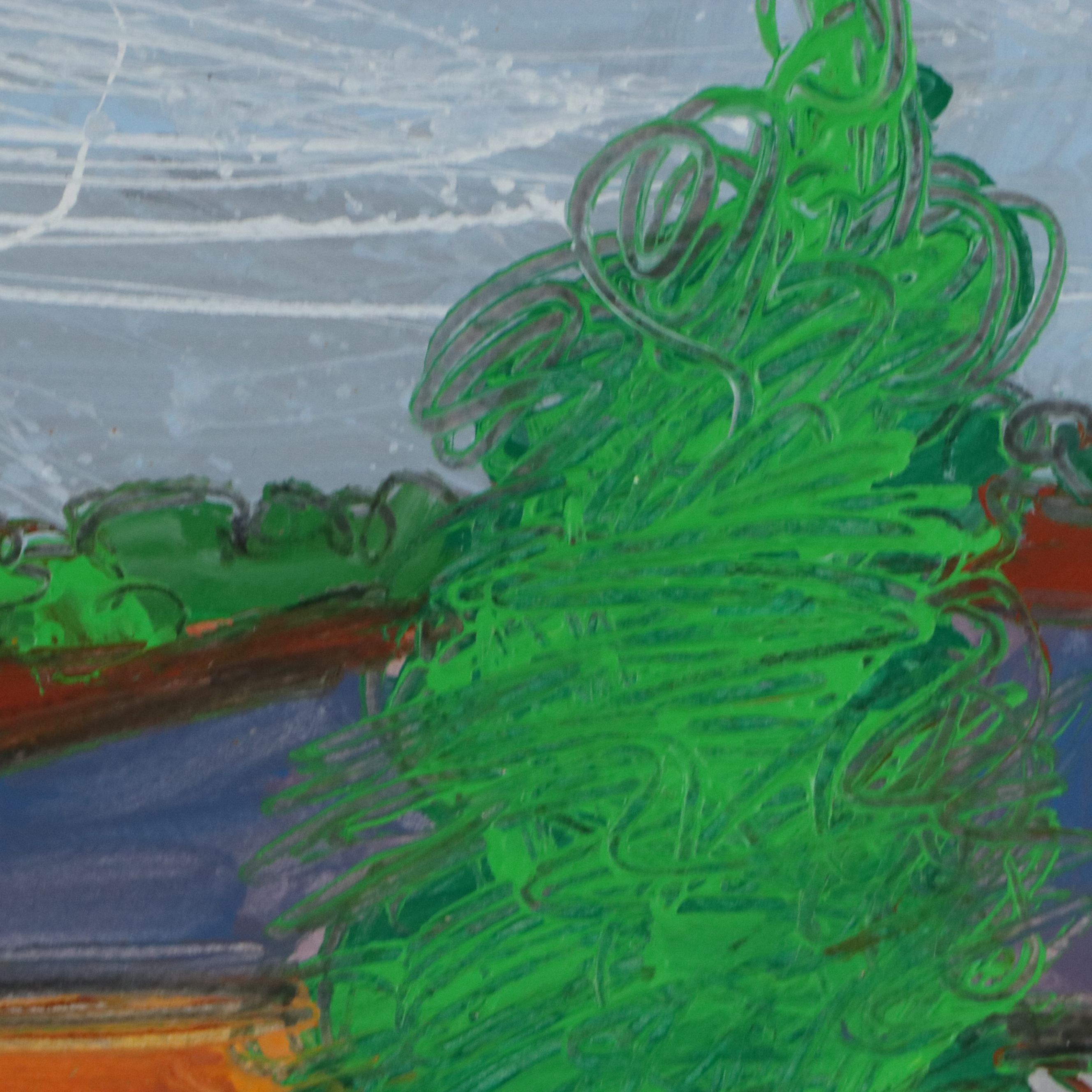 Harry Hilson Mixed Media Painting "Piedmont Hill Country," Mid to Late 20th C.