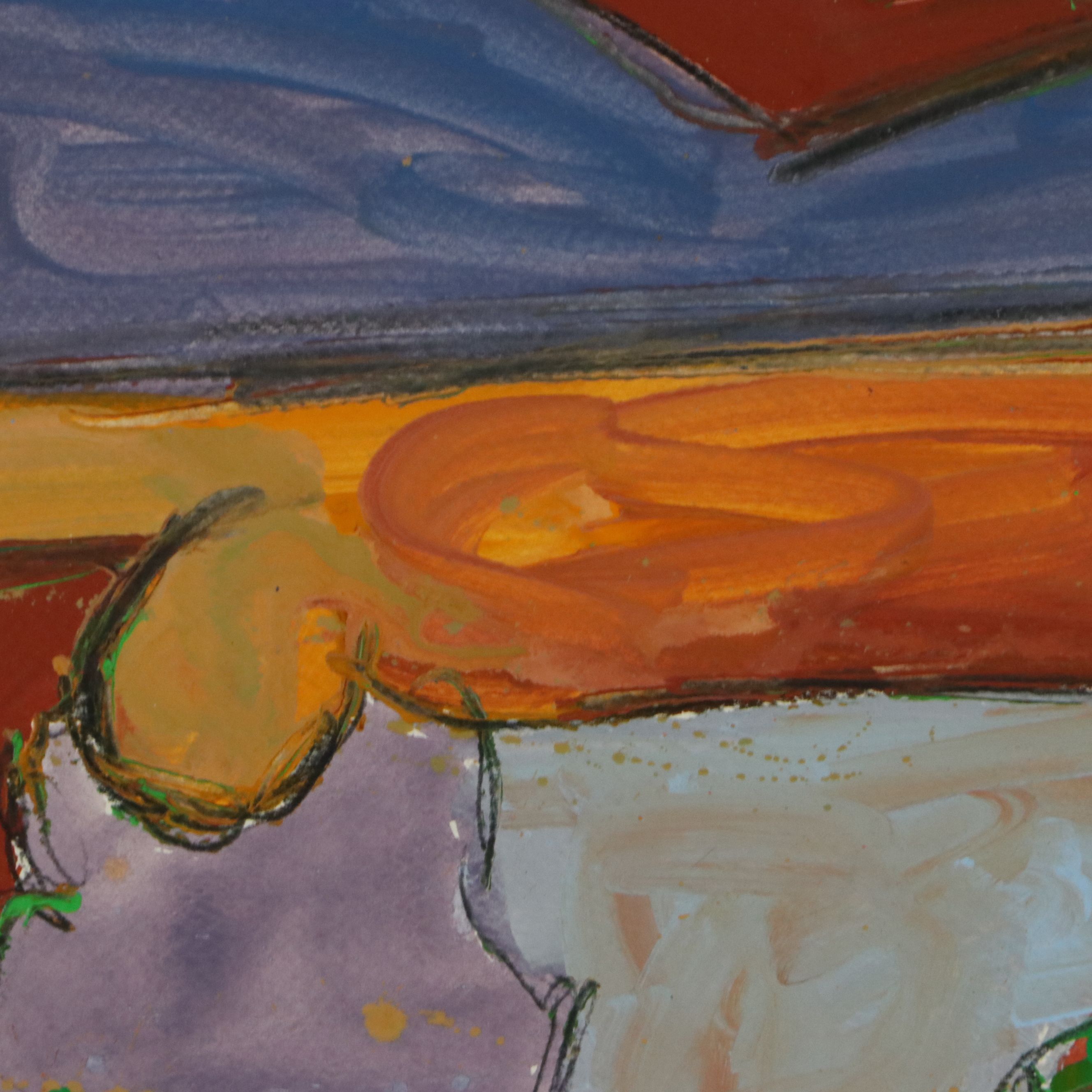 Harry Hilson Mixed Media Painting "Piedmont Hill Country," Mid to Late 20th C.