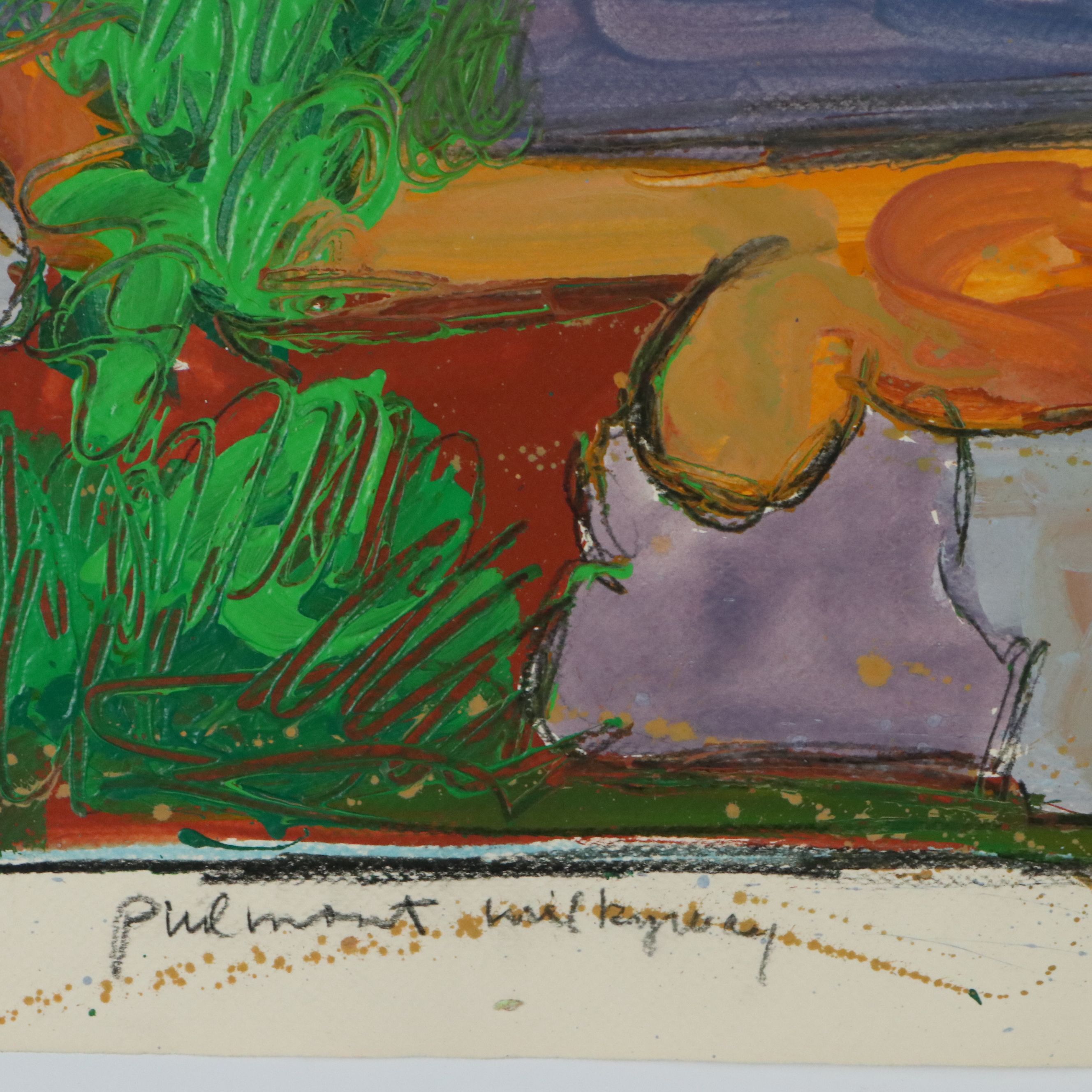 Harry Hilson Mixed Media Painting "Piedmont Hill Country," Mid to Late 20th C.