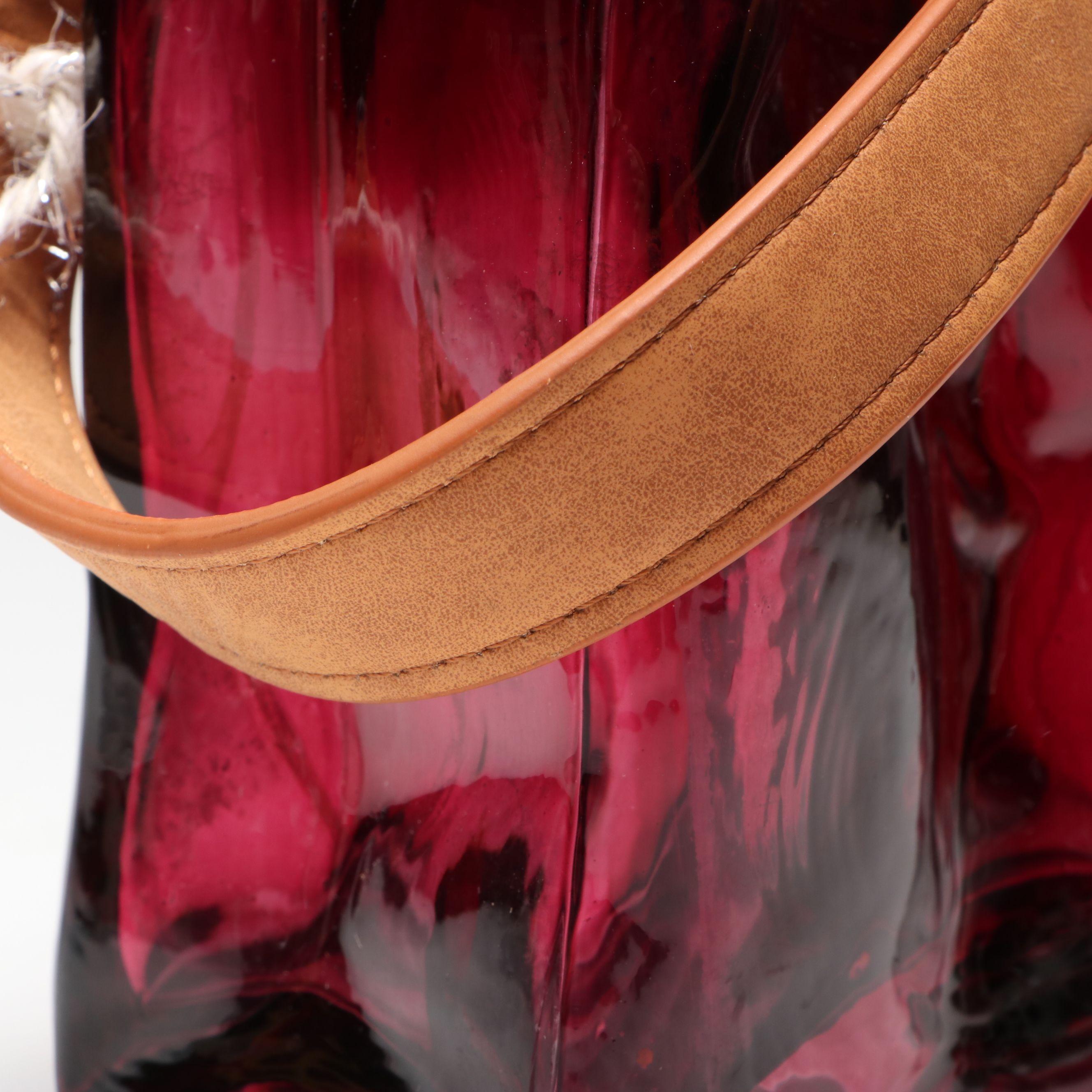 Glass Purse Vase with Leather Handle and Smitten on Paper Notecards