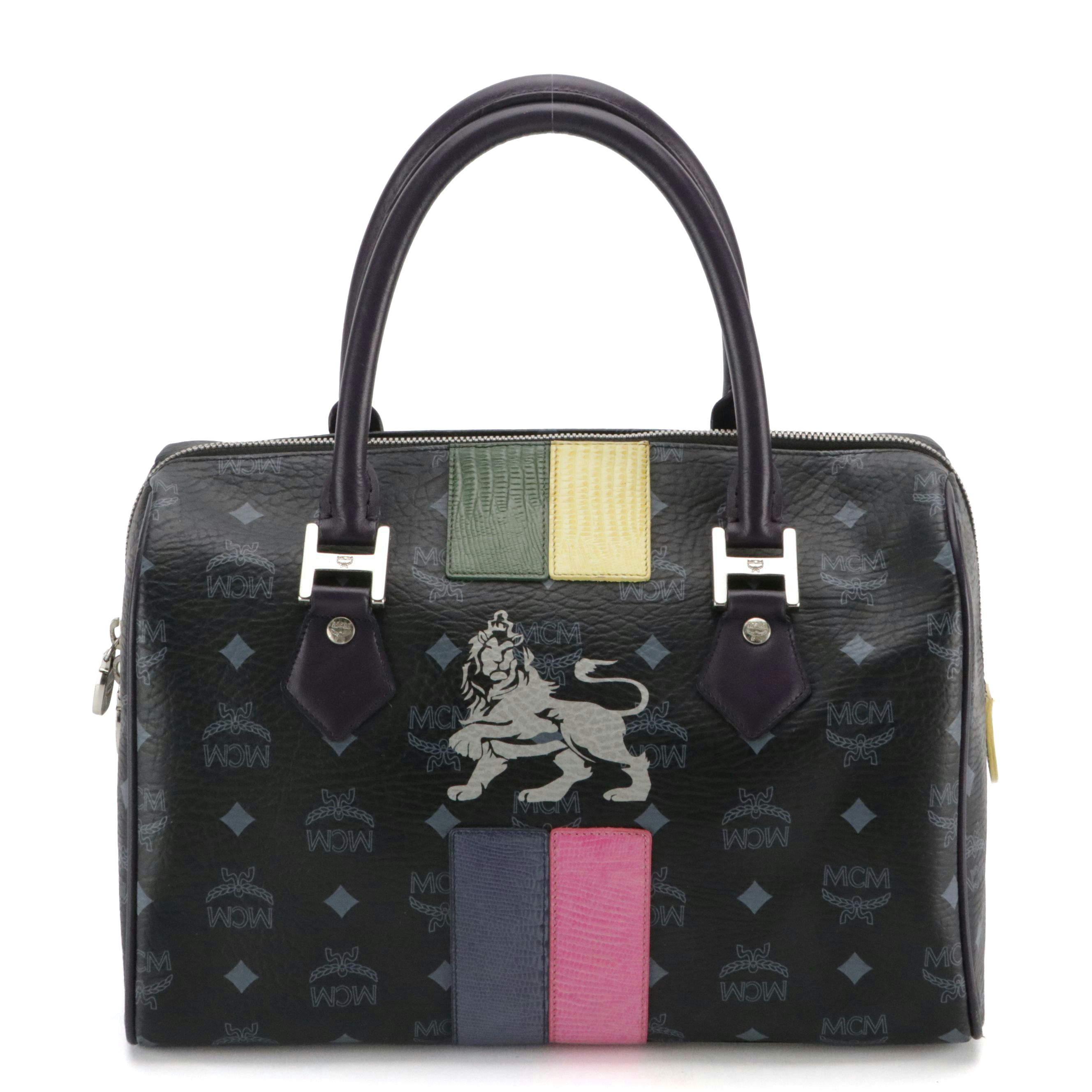 MCM Limited Edition Princess Lion Boston Bag in Multicolor Leather and Visetos