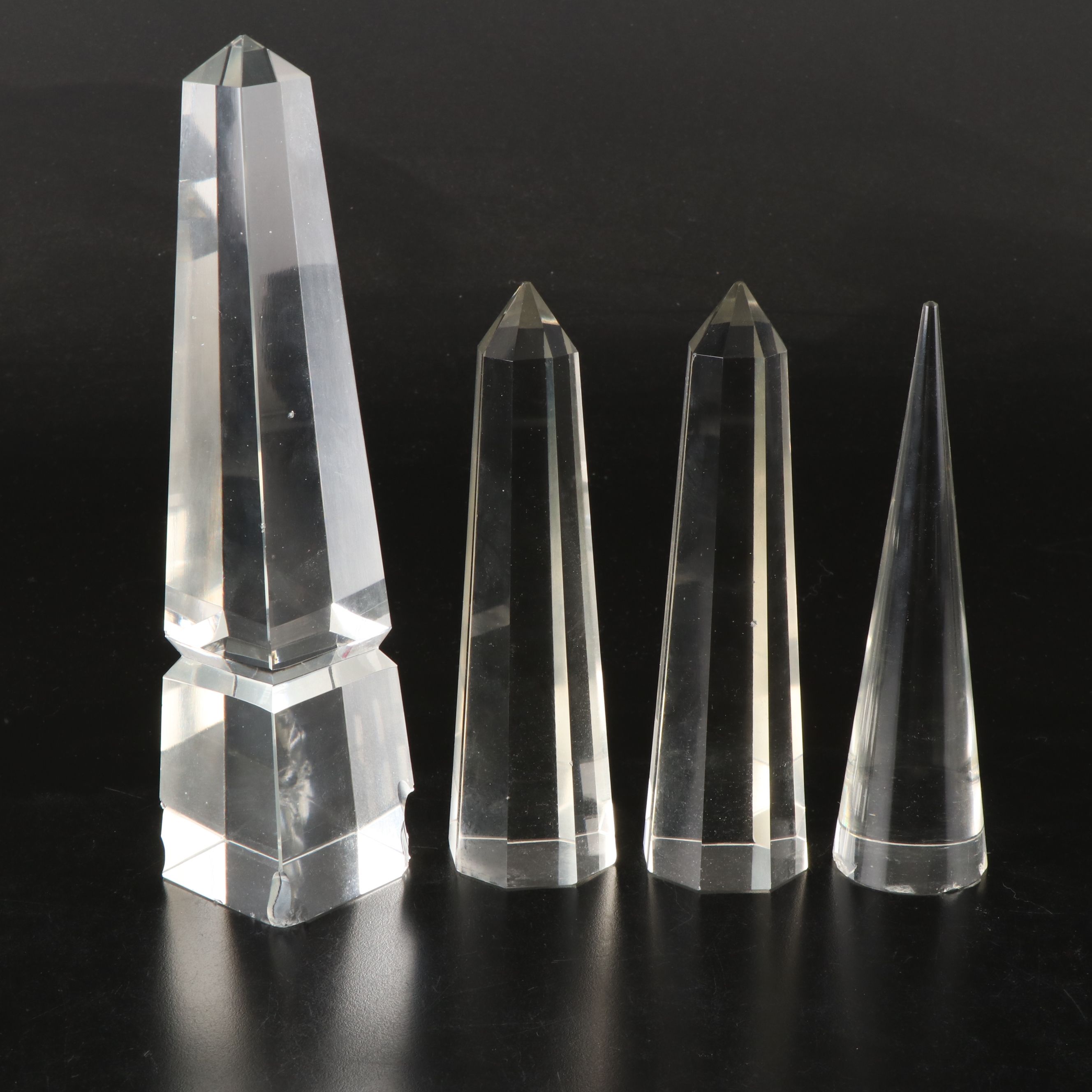 Postmodern Crystal Obelisk Paperweights
